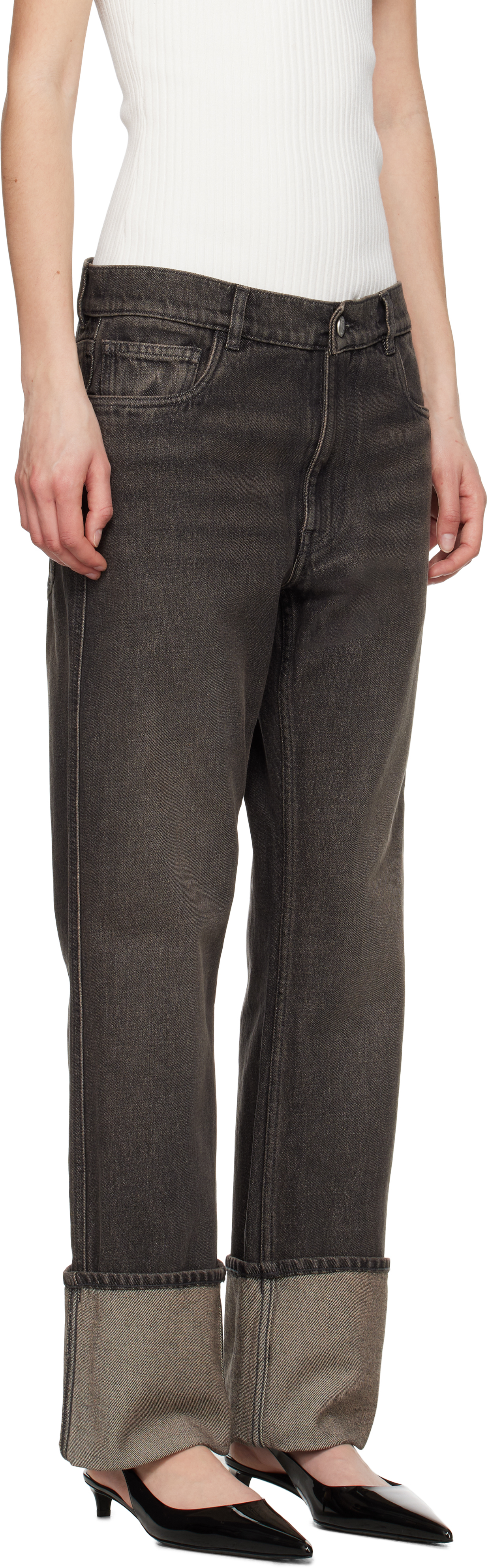 Shop Coperni Black Denim Boyfriend Jeans