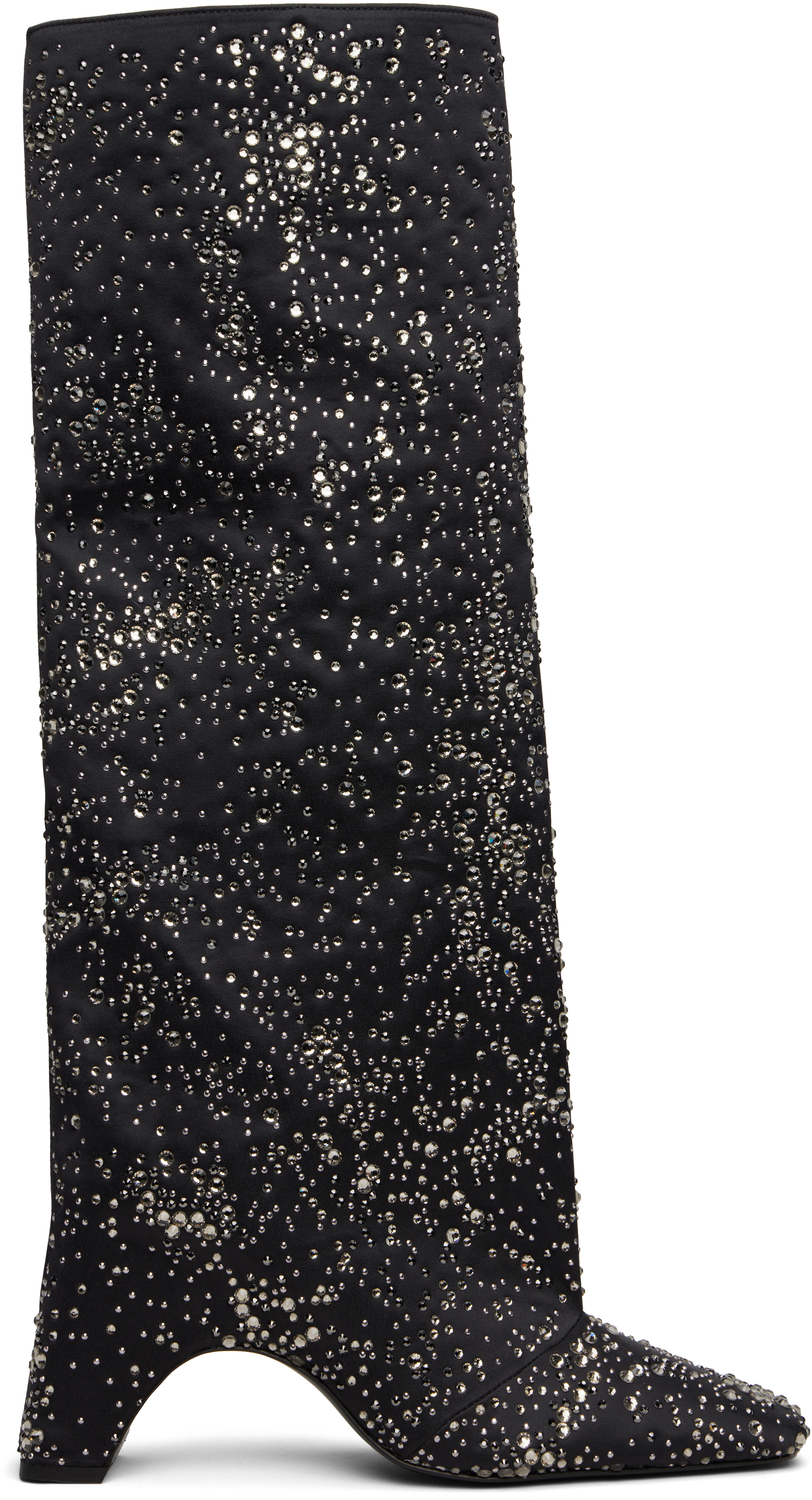 Black Crystal-Embellished Bridge Tall Boots