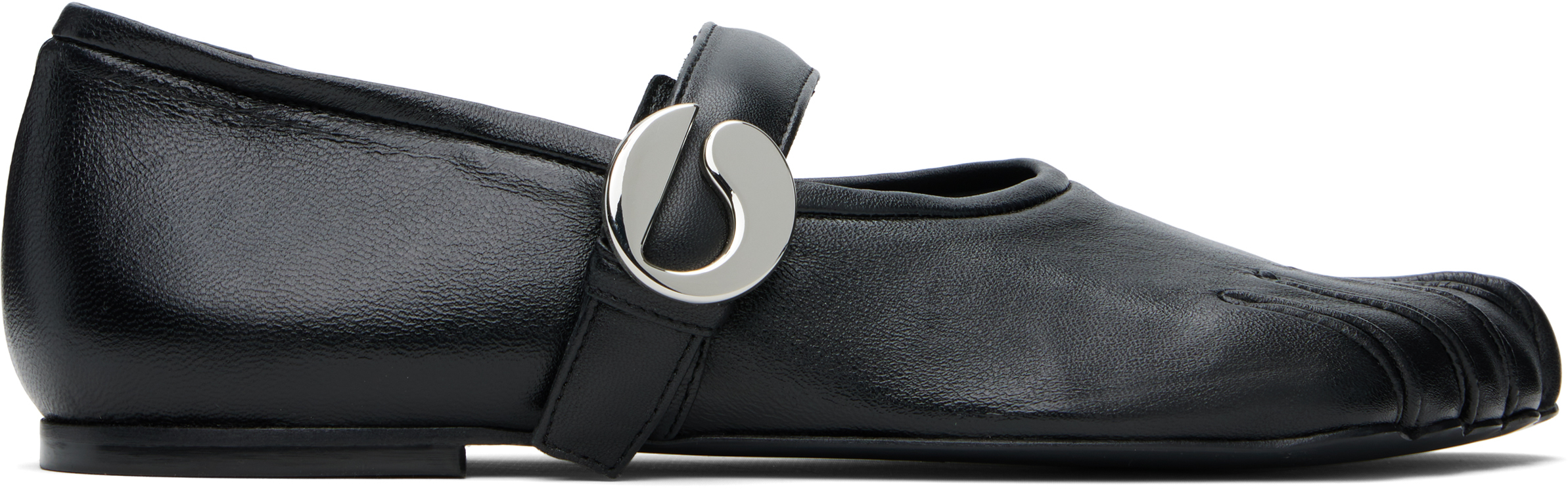 Black Five-Toe Ballerina Belt Loafers