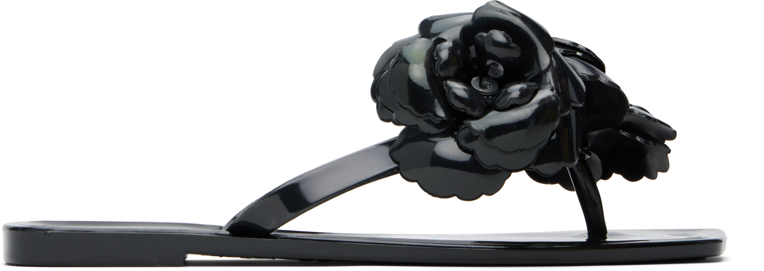 Coperni Black Silicone Flower Flip-flops In Black