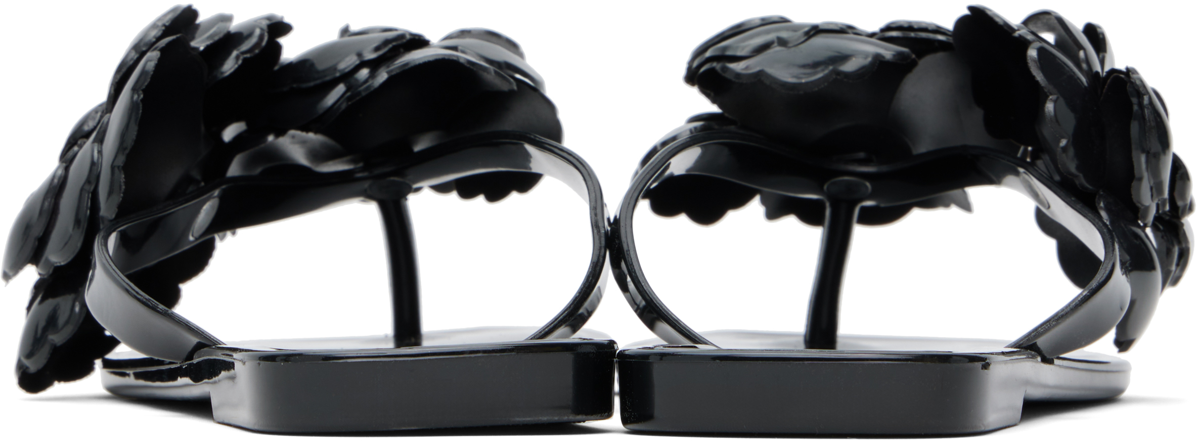 Coperni Black Silicone Flower Flip-flops In Black