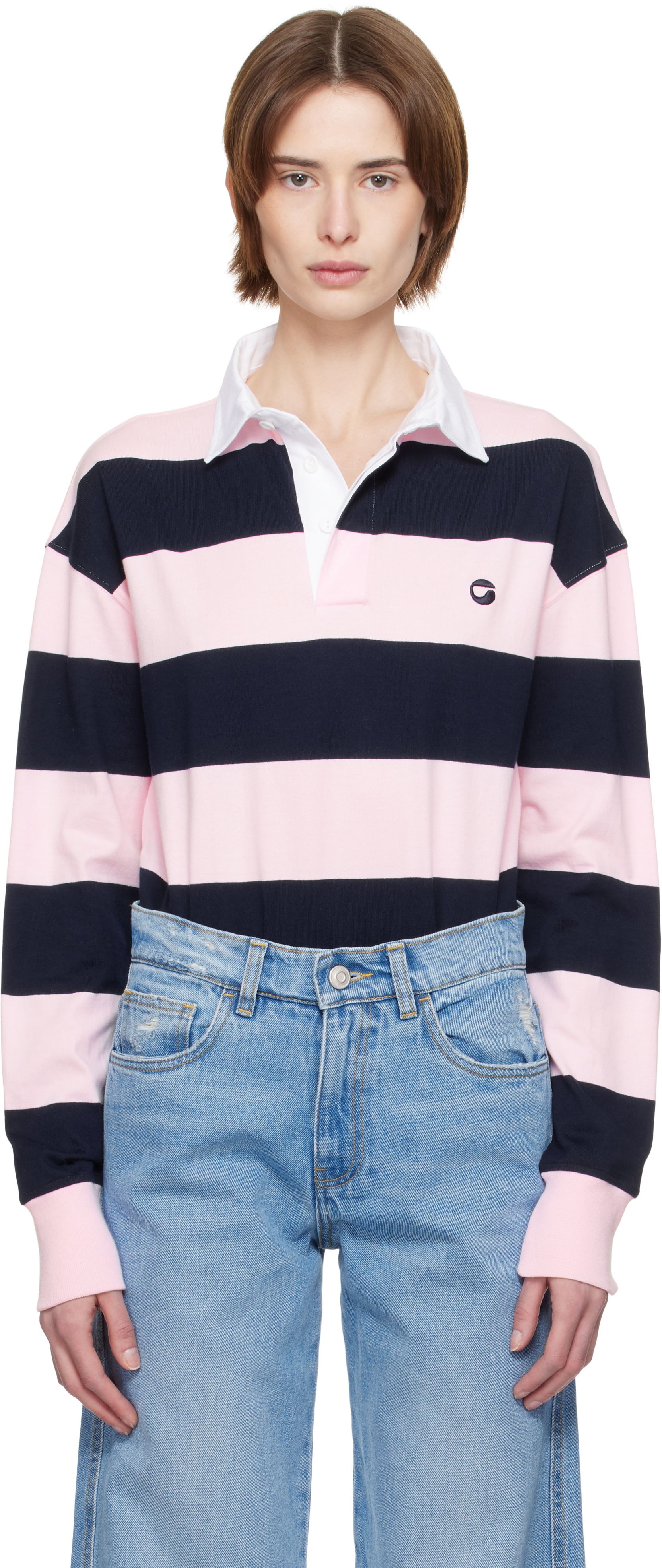 Navy & Pink Striped Bodysuit