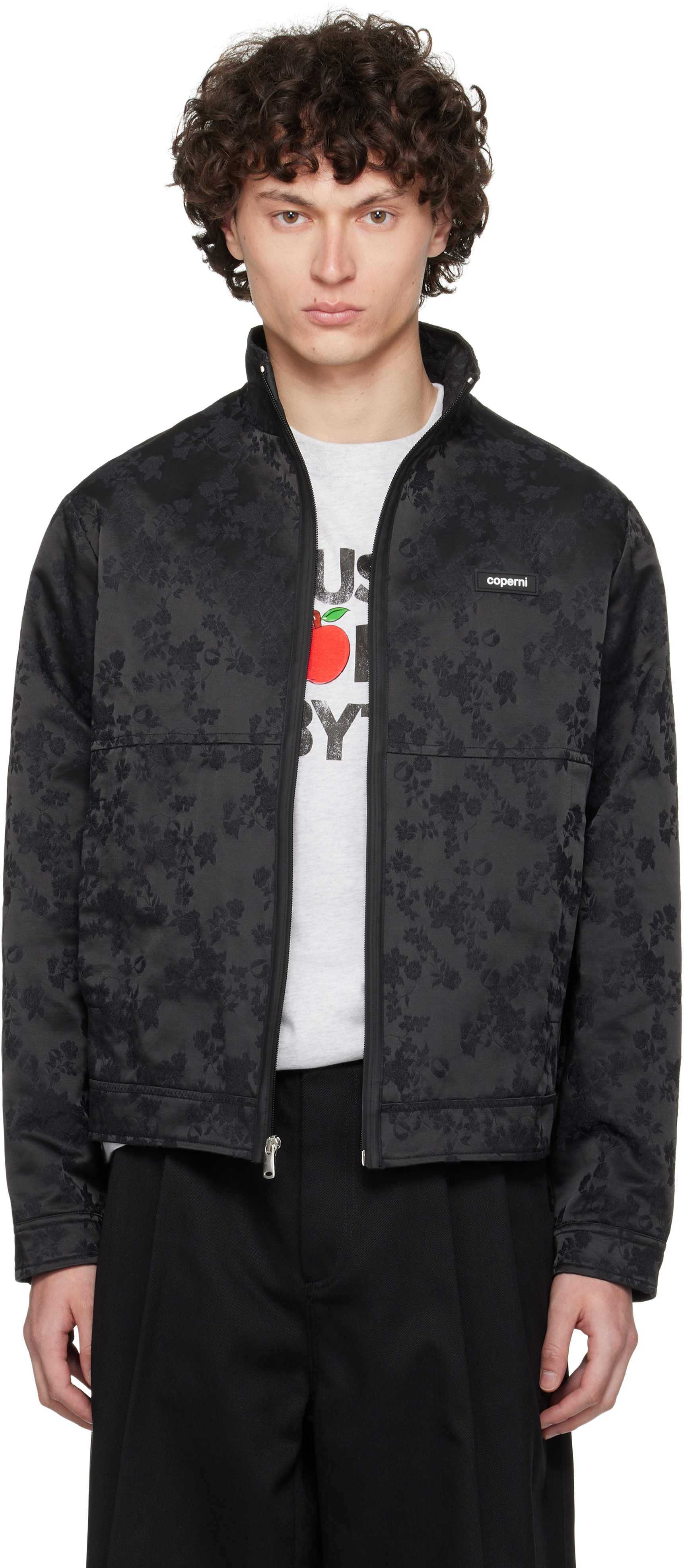 Black Jacquard Zipped Jacket