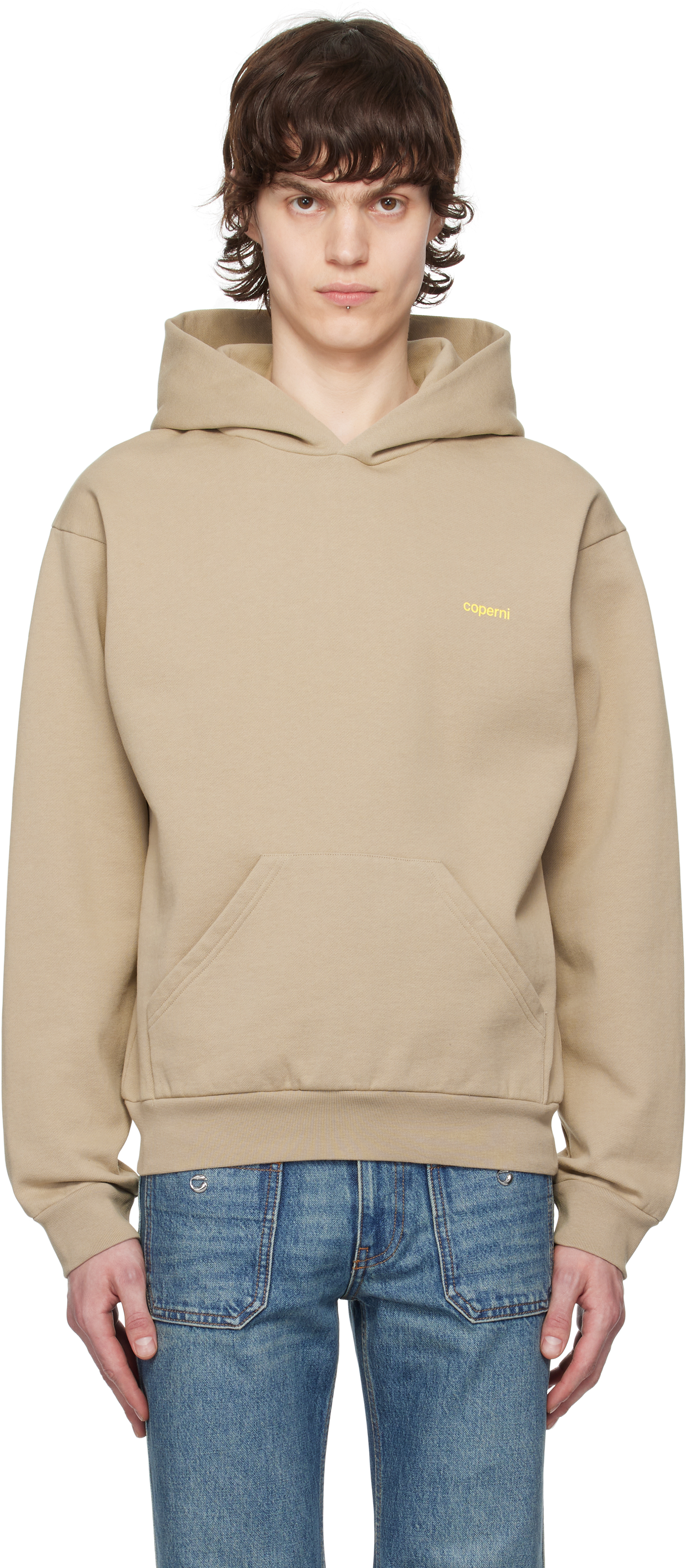 Beige Logo Hoodie