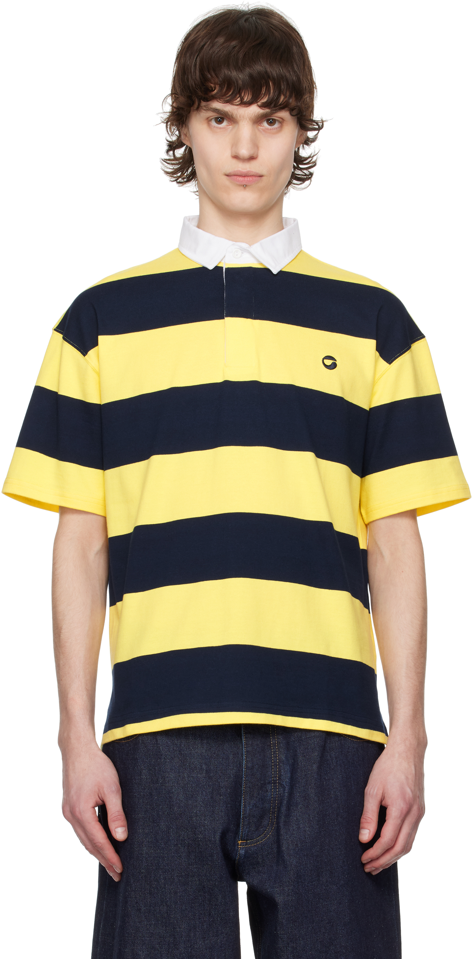 Pink 
Navy Striped Polo