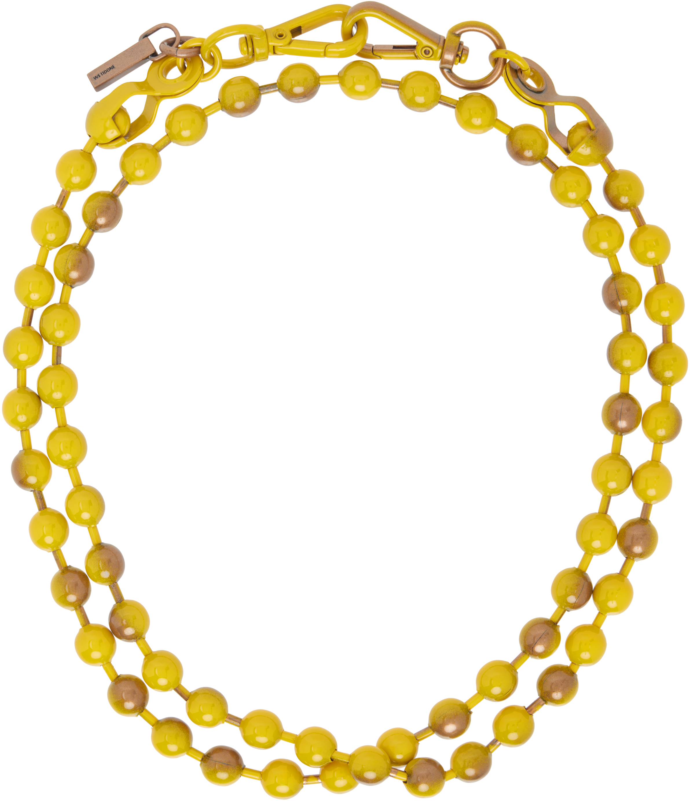 Yellow & Bronze Colored Ball Chain Necklace