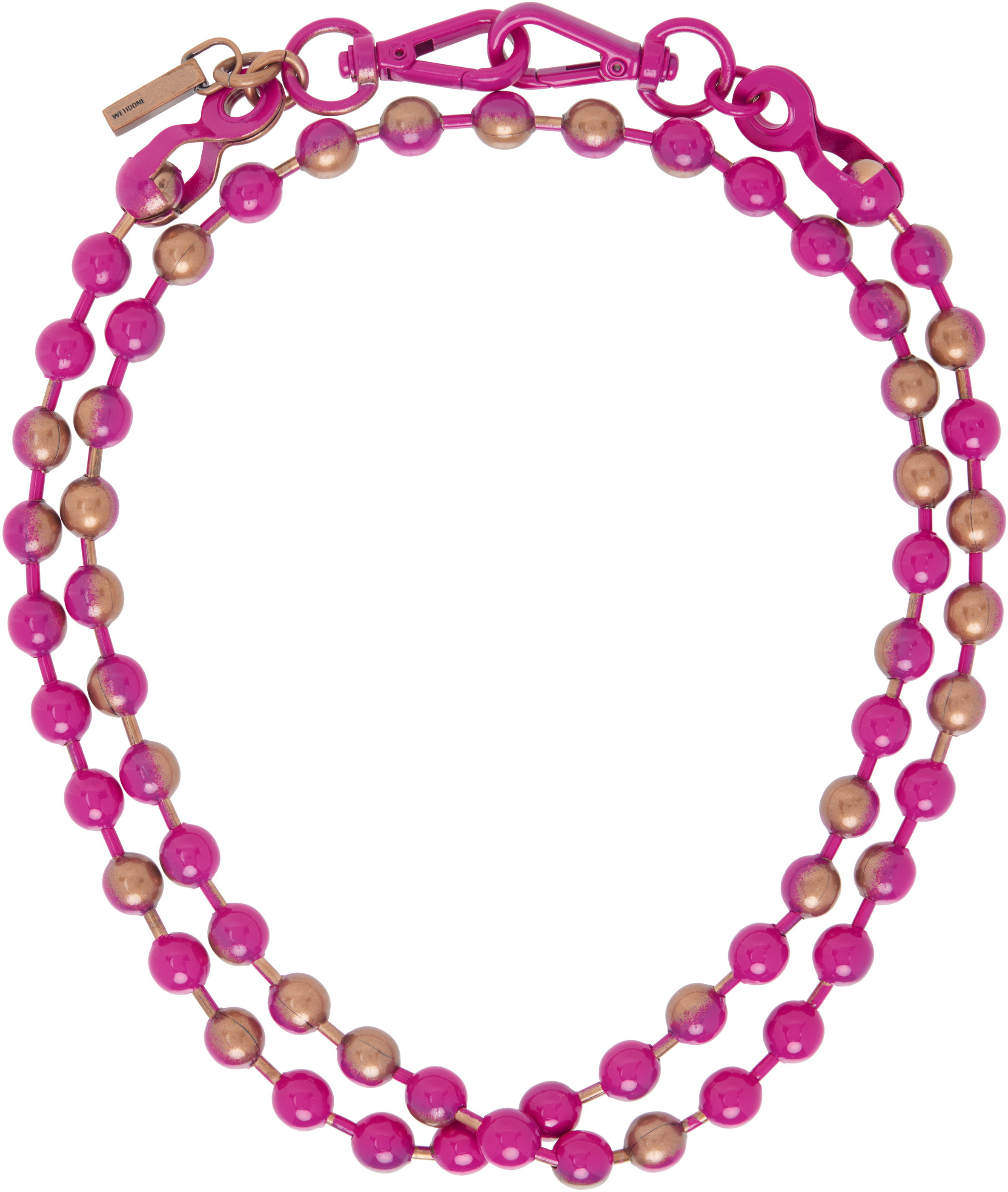 Pink 
Bronze Colored Ball Chain Necklace