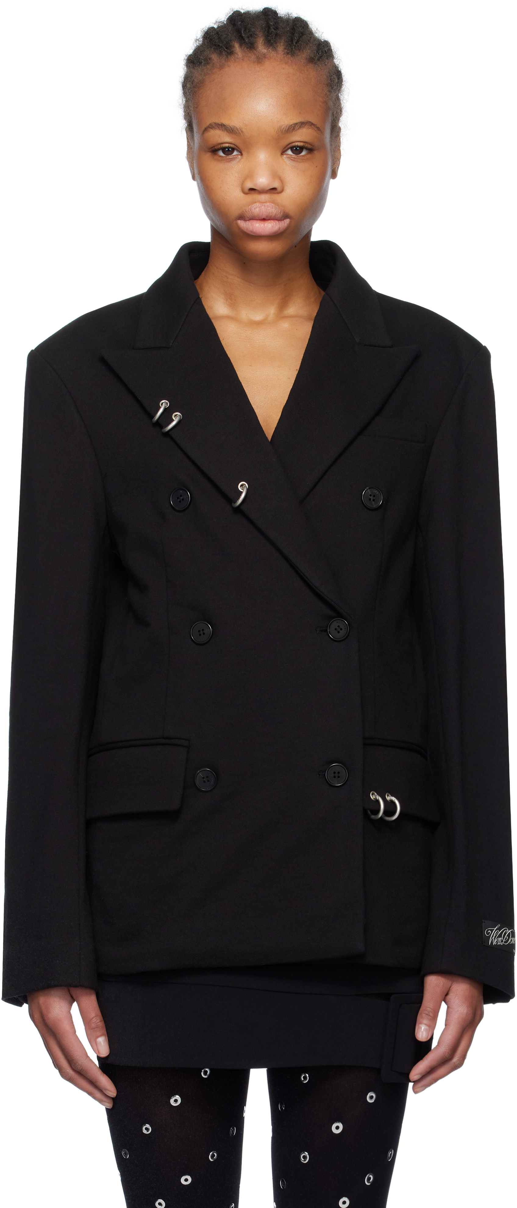 Black Pierced Jersey Blazer