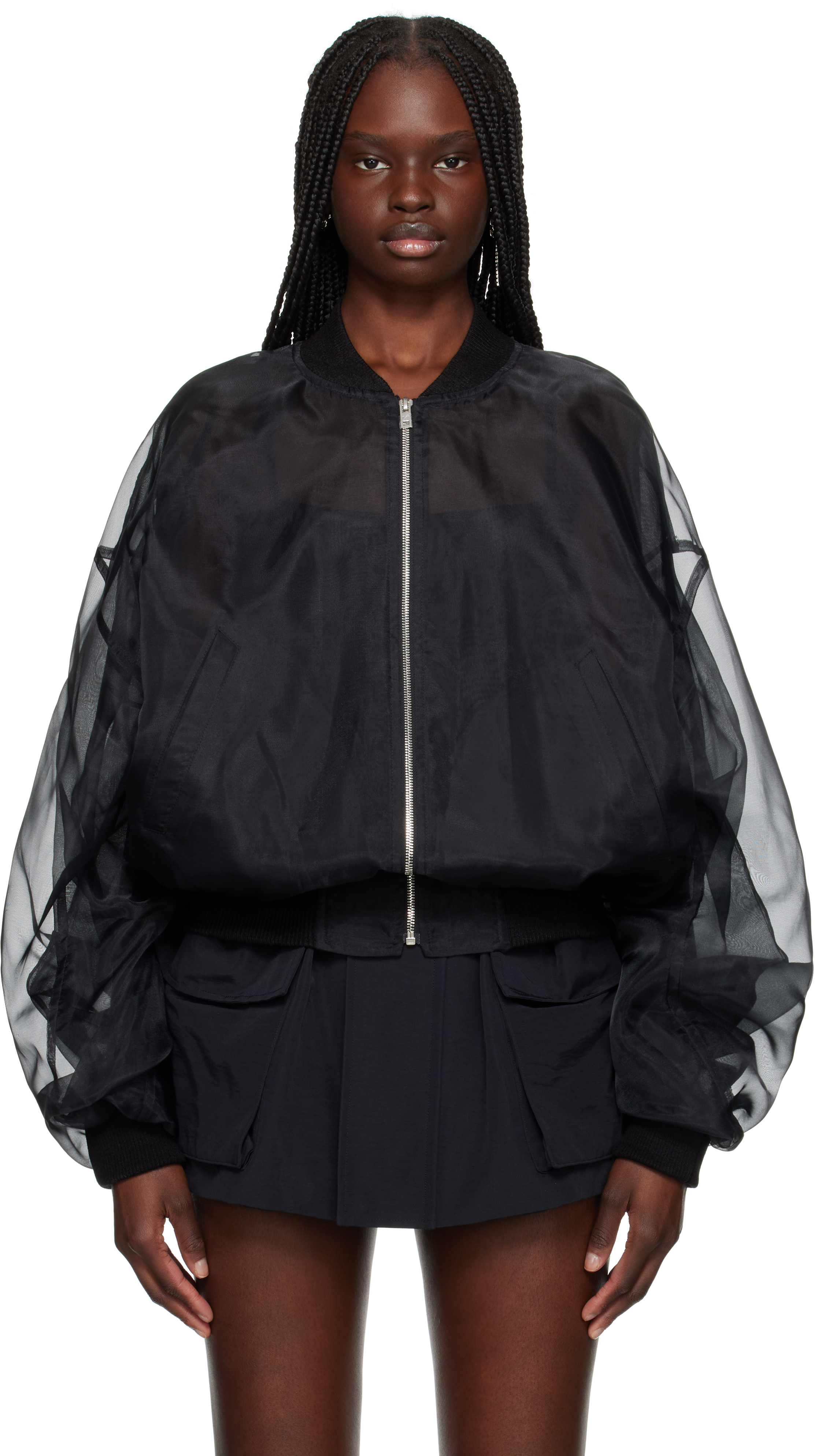 Black Twisted Bomber Jacket