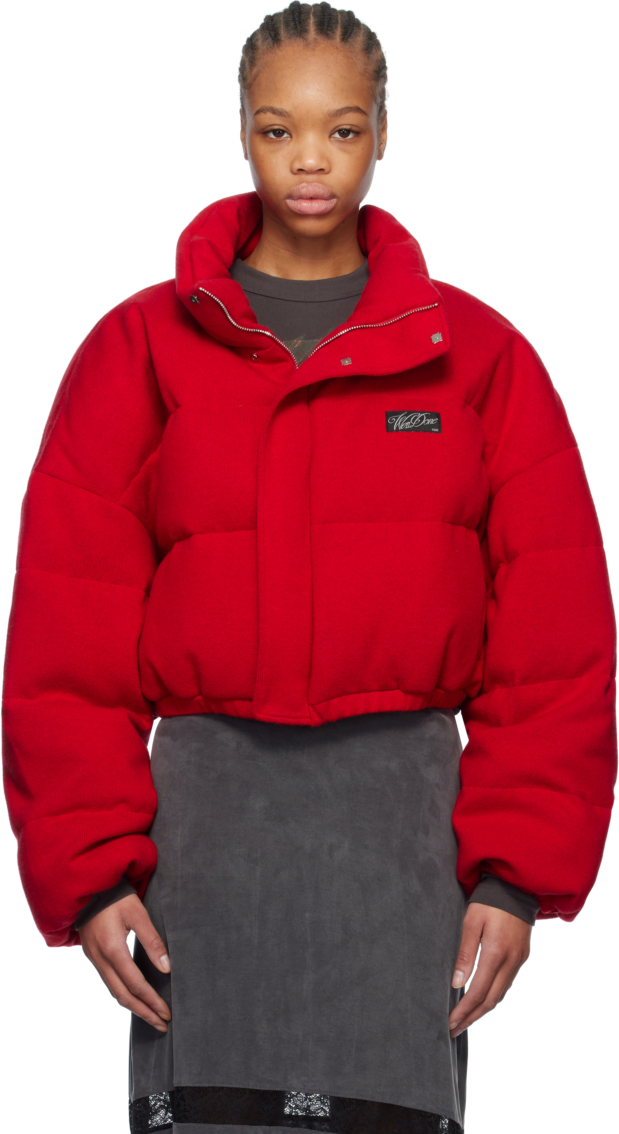 Red Knit Down Jacket