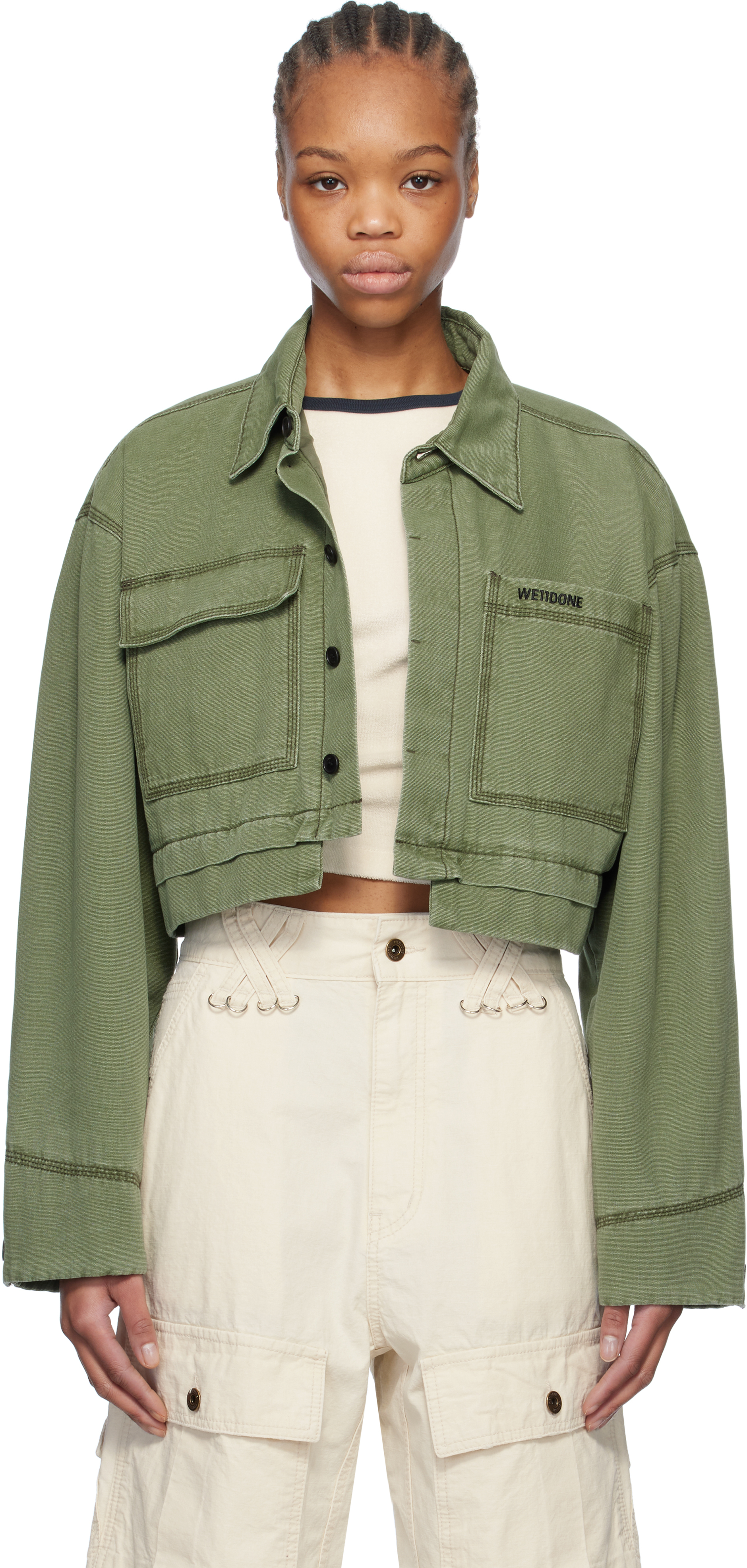 Khaki Cropped Work Jacket