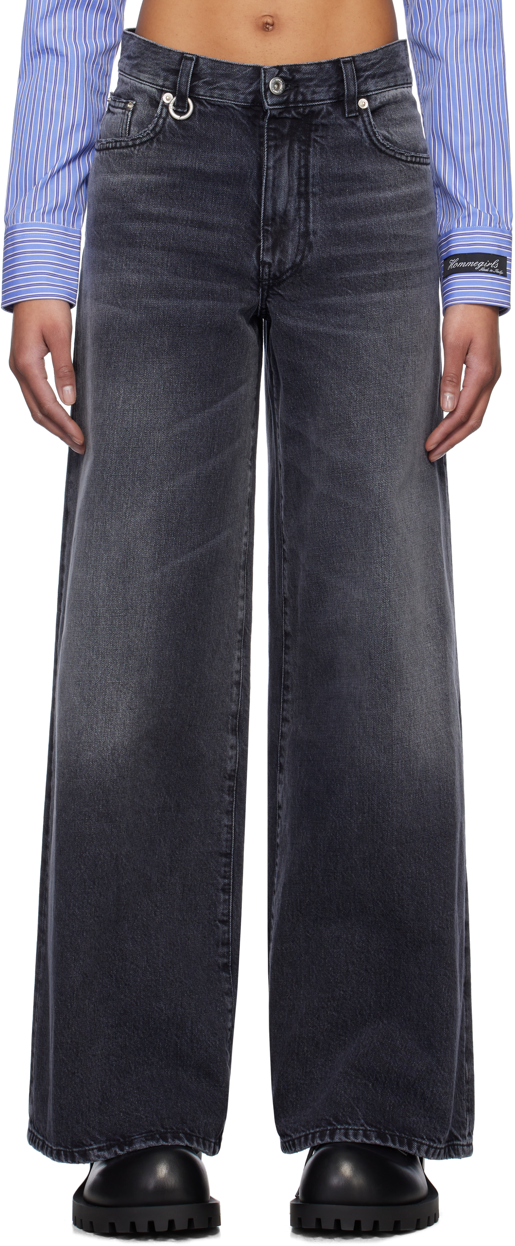 Black Oversized Washed Jeans
