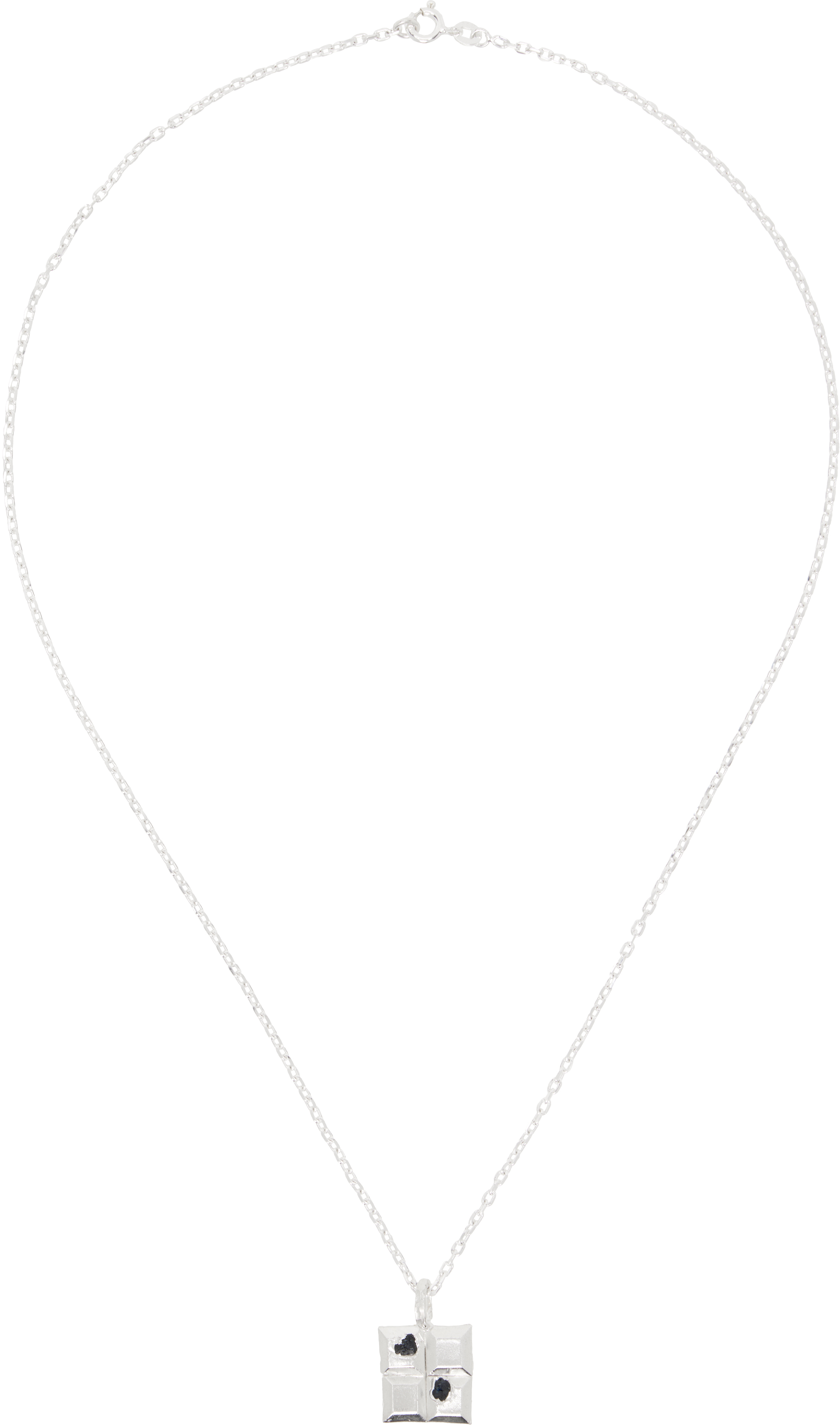 Silver Foursquare Sapphire Necklace