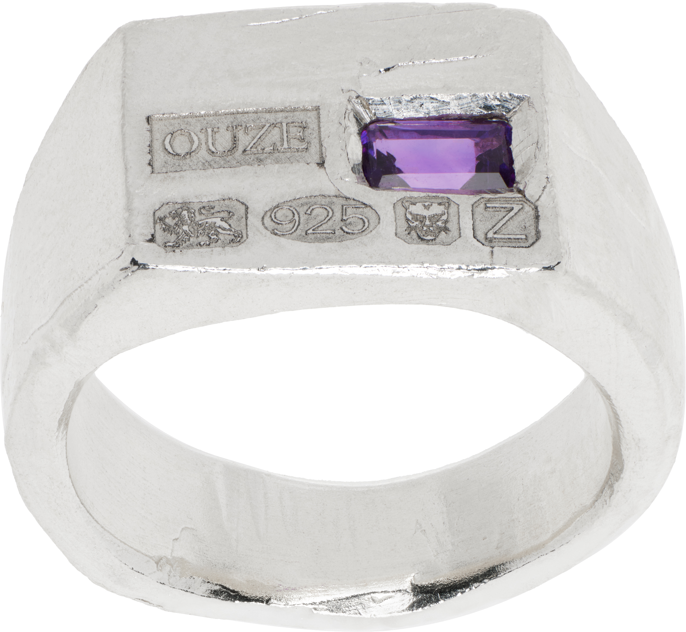 SSENSE Exclusive Silver 
Purple Hallmark Signet Ring