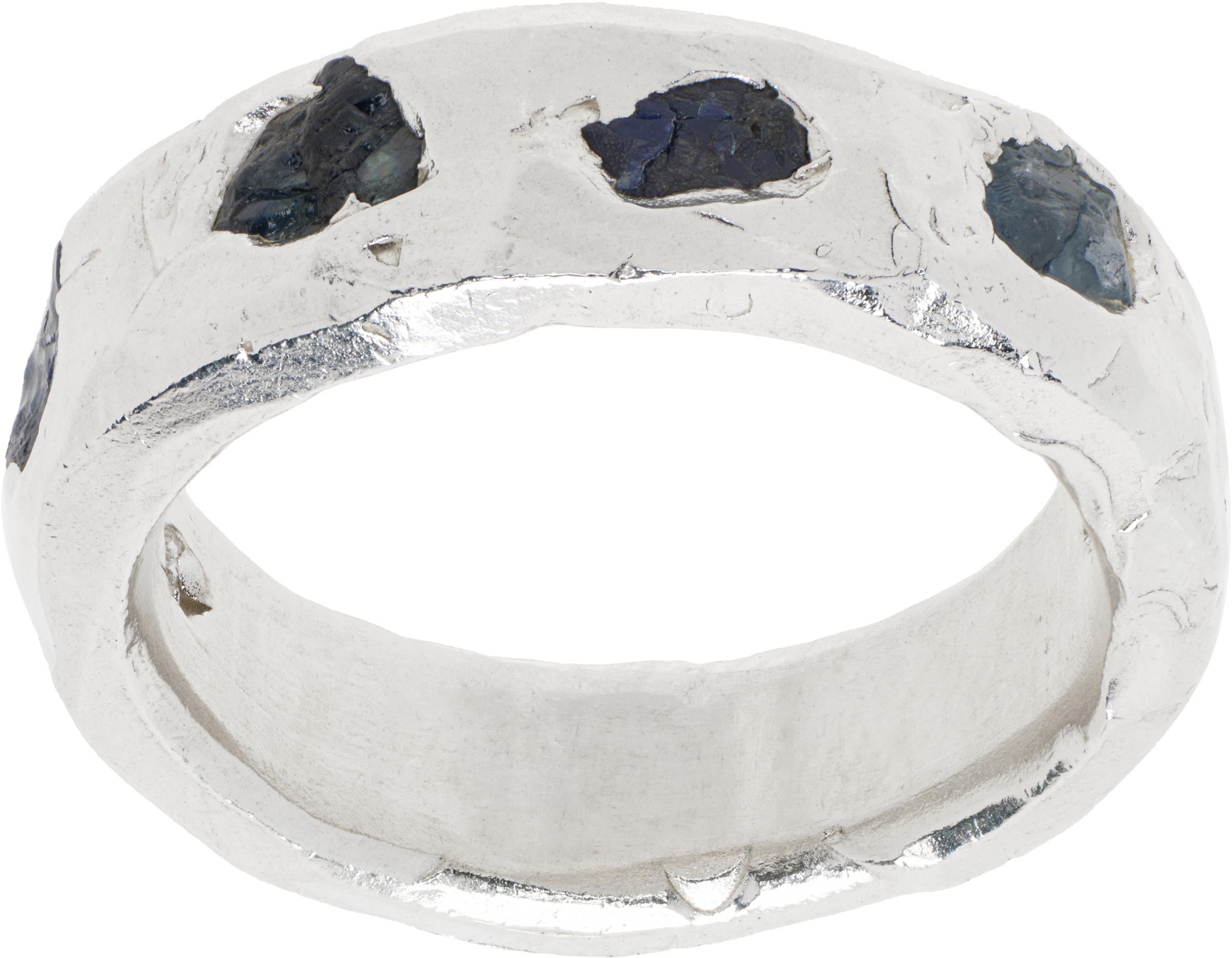 Silver & Blue Raw Sapphire Ring