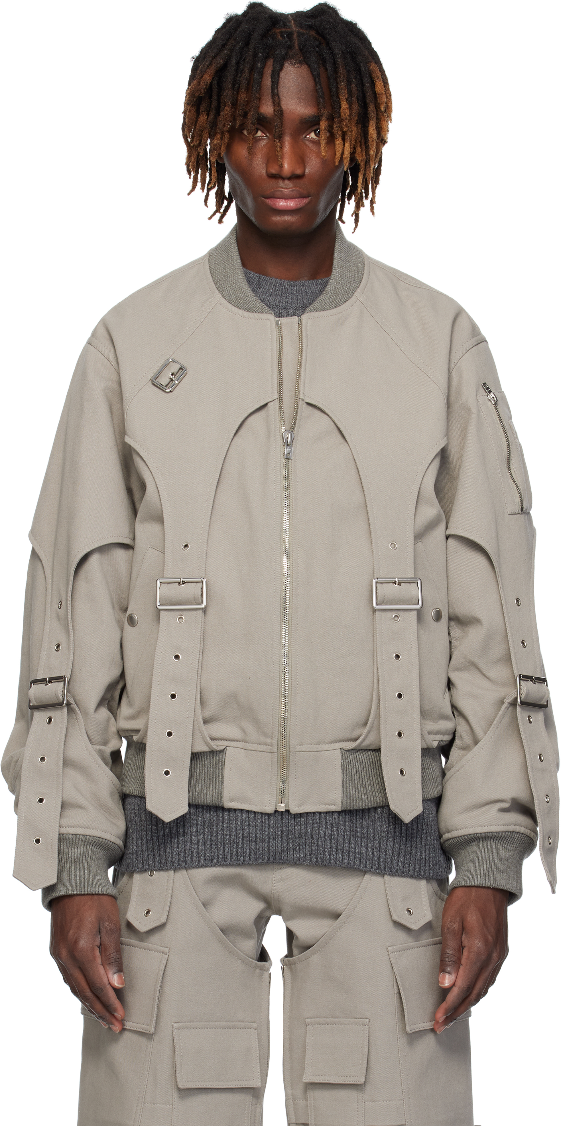 Gray Double Layered MA-1 Bomber Jacket