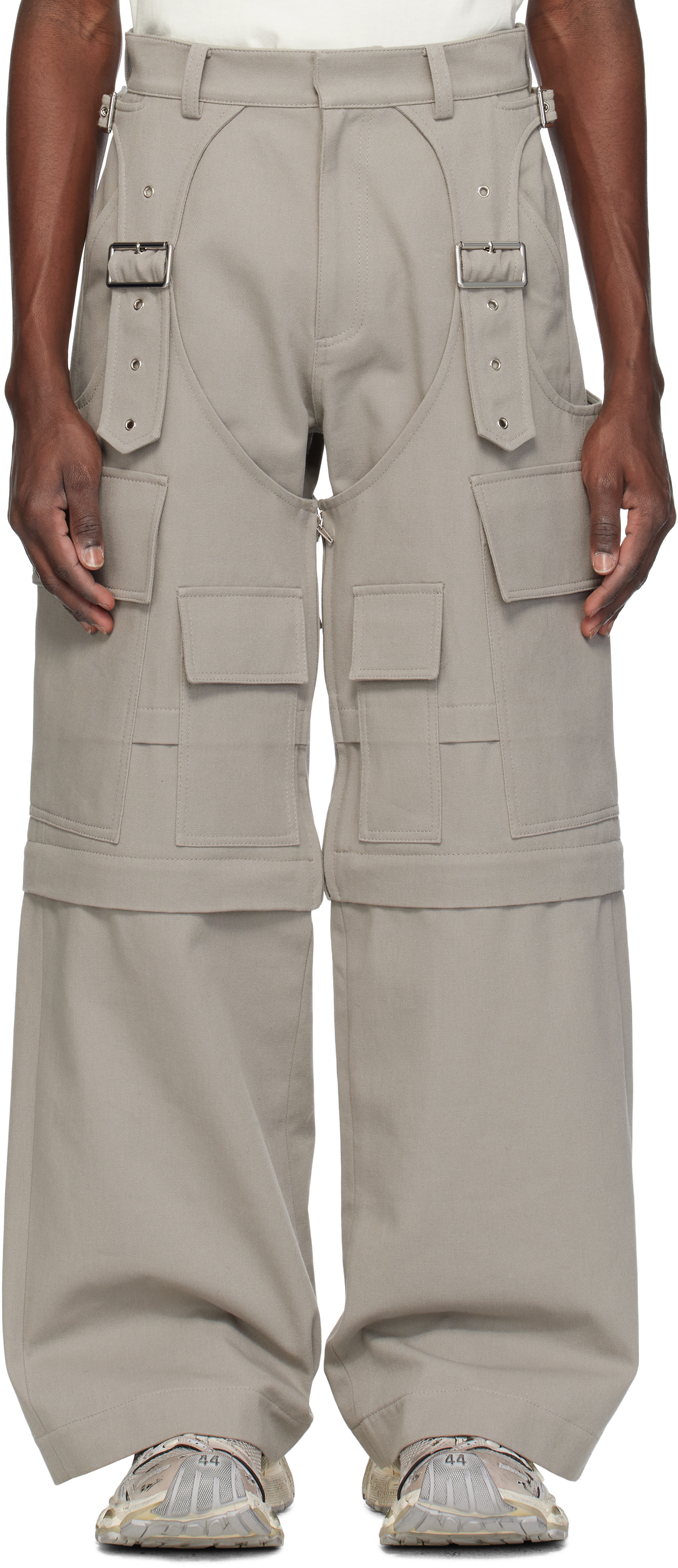 Gray Detachable Layered Cargo Pants