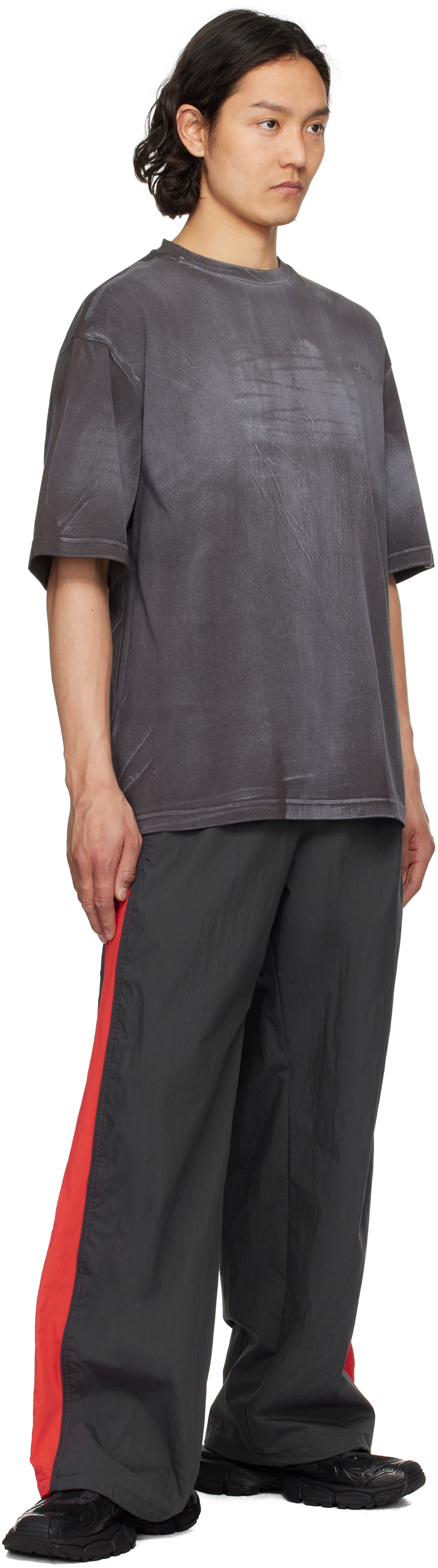 We11 Done Sheldon Color Block Track Pants In Charcoal