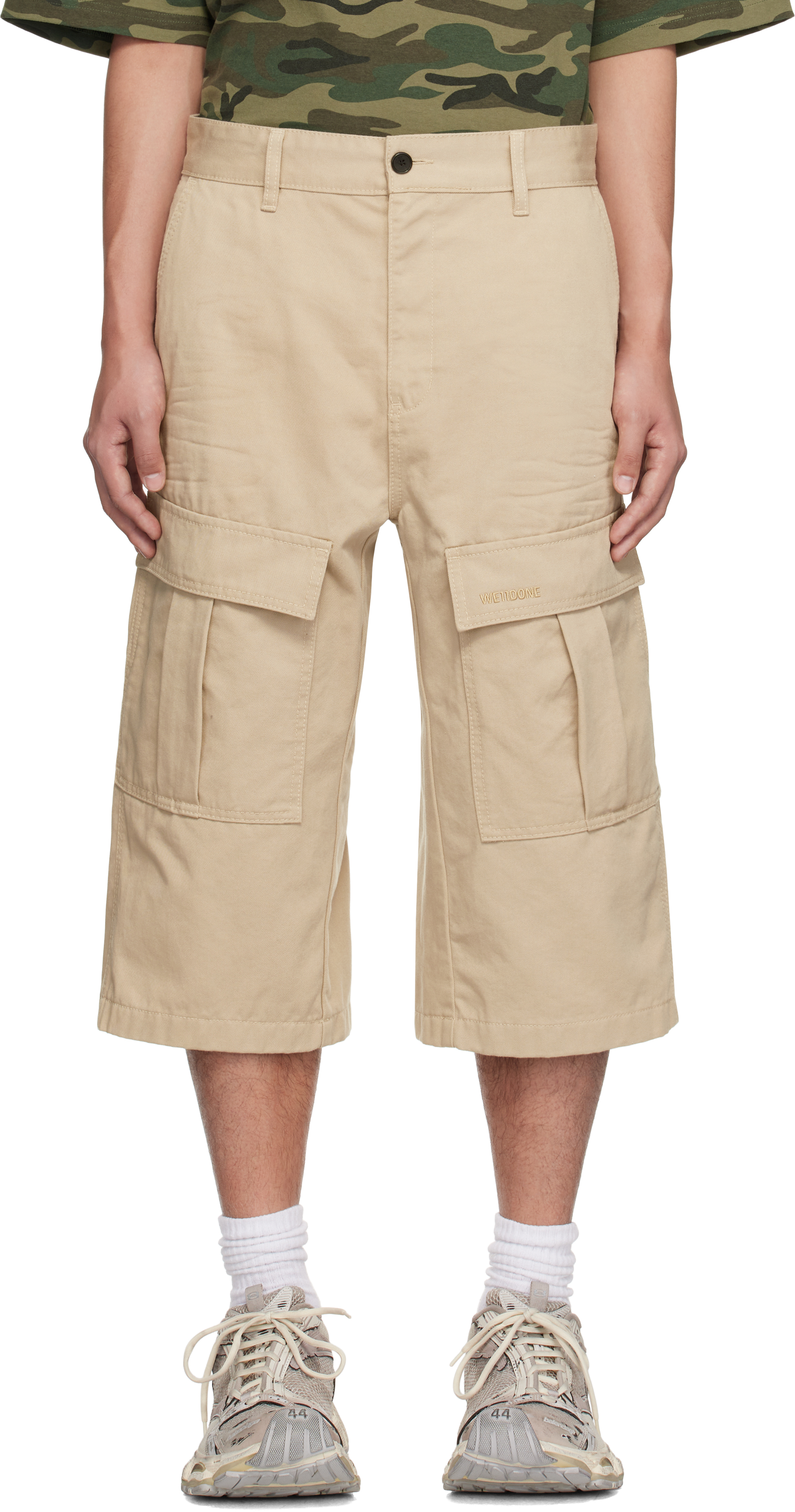 Beige Cargo Chino Shorts