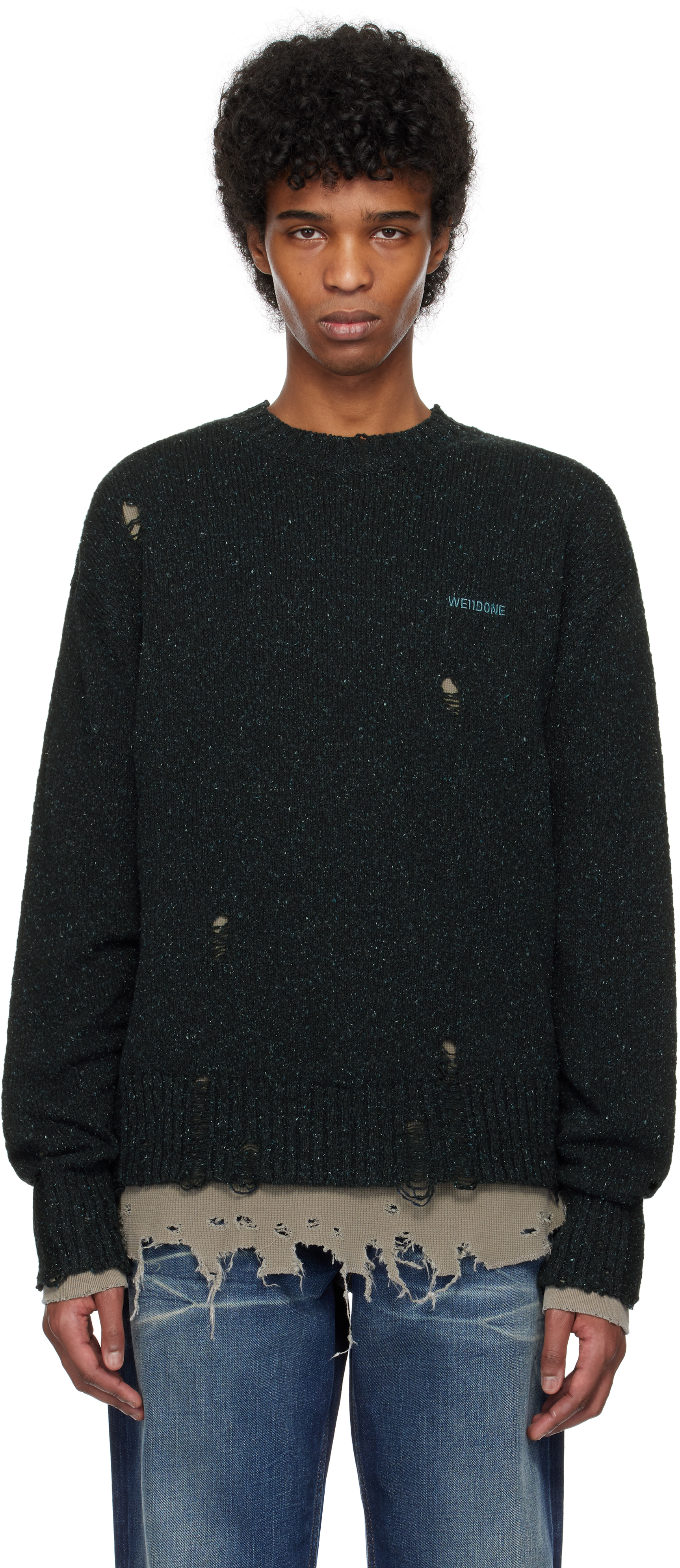 Navy Grunge Knit Sweater