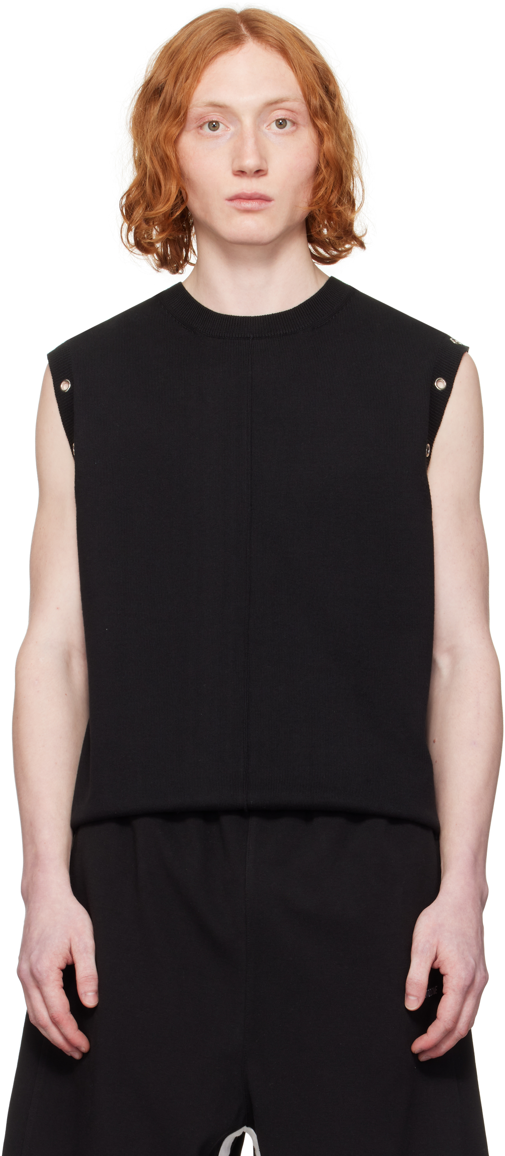 Black Eyelet Knit Vest