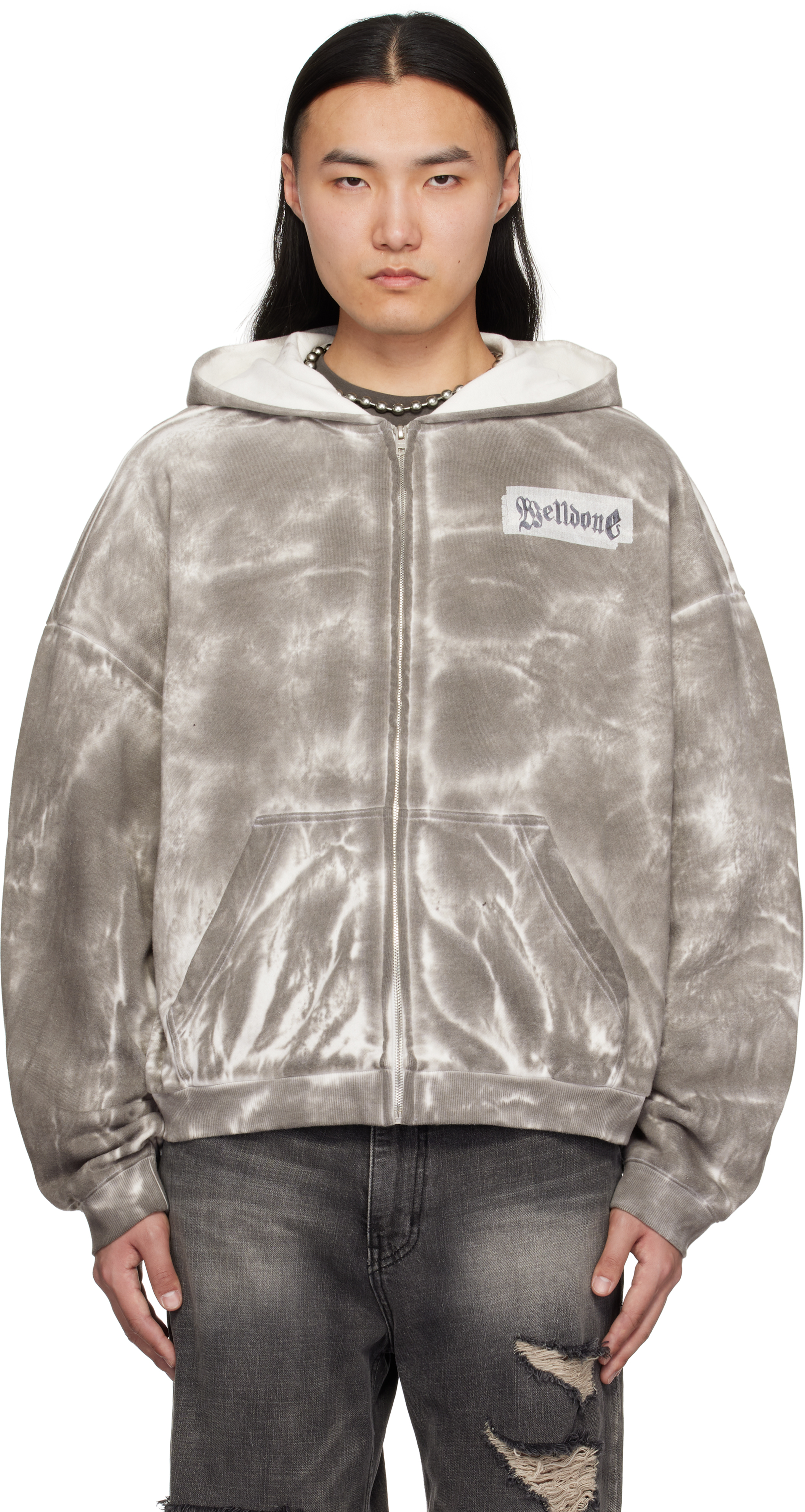 Gray Muddy Zip-Up Hoodie