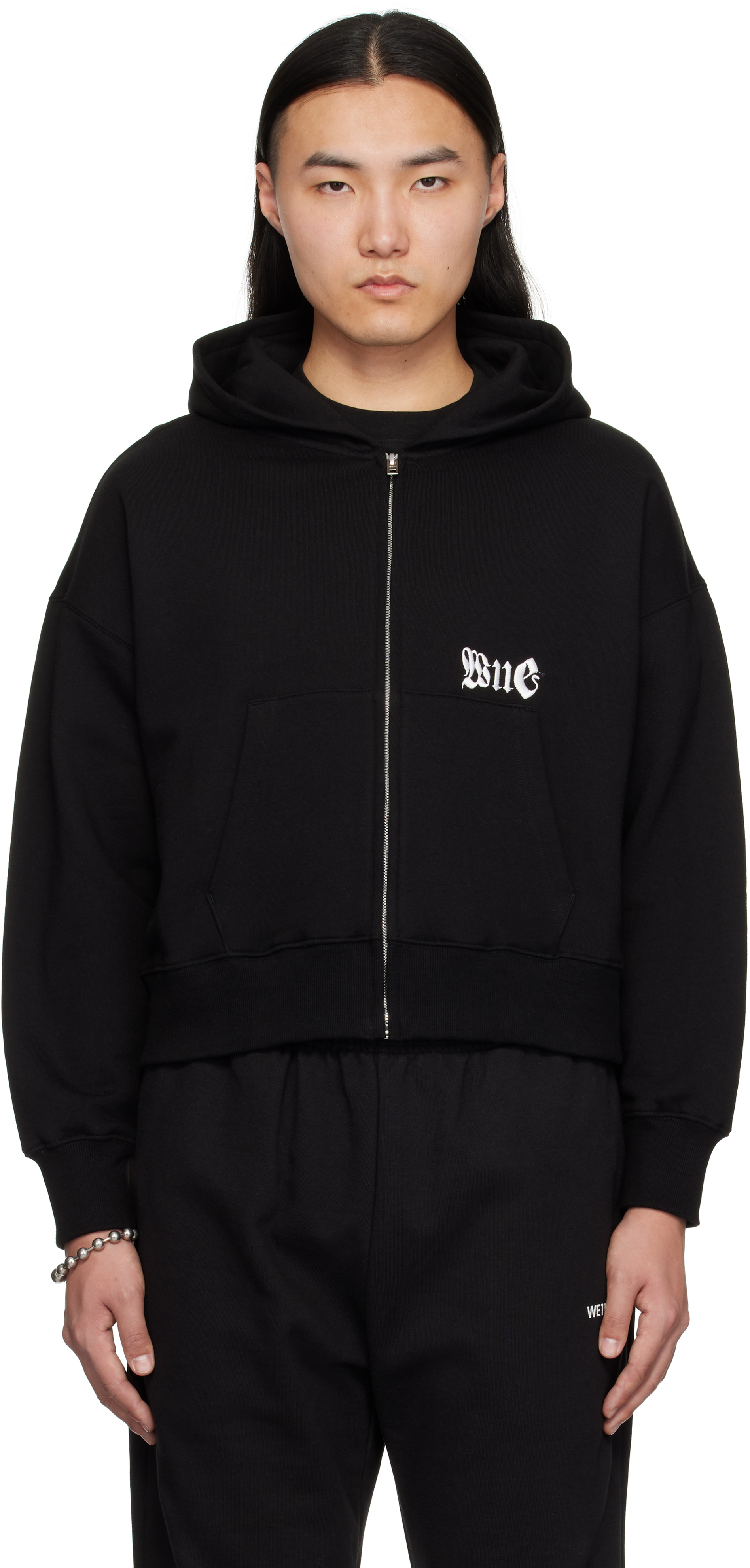 Black Logo Zip-Up Hoodie