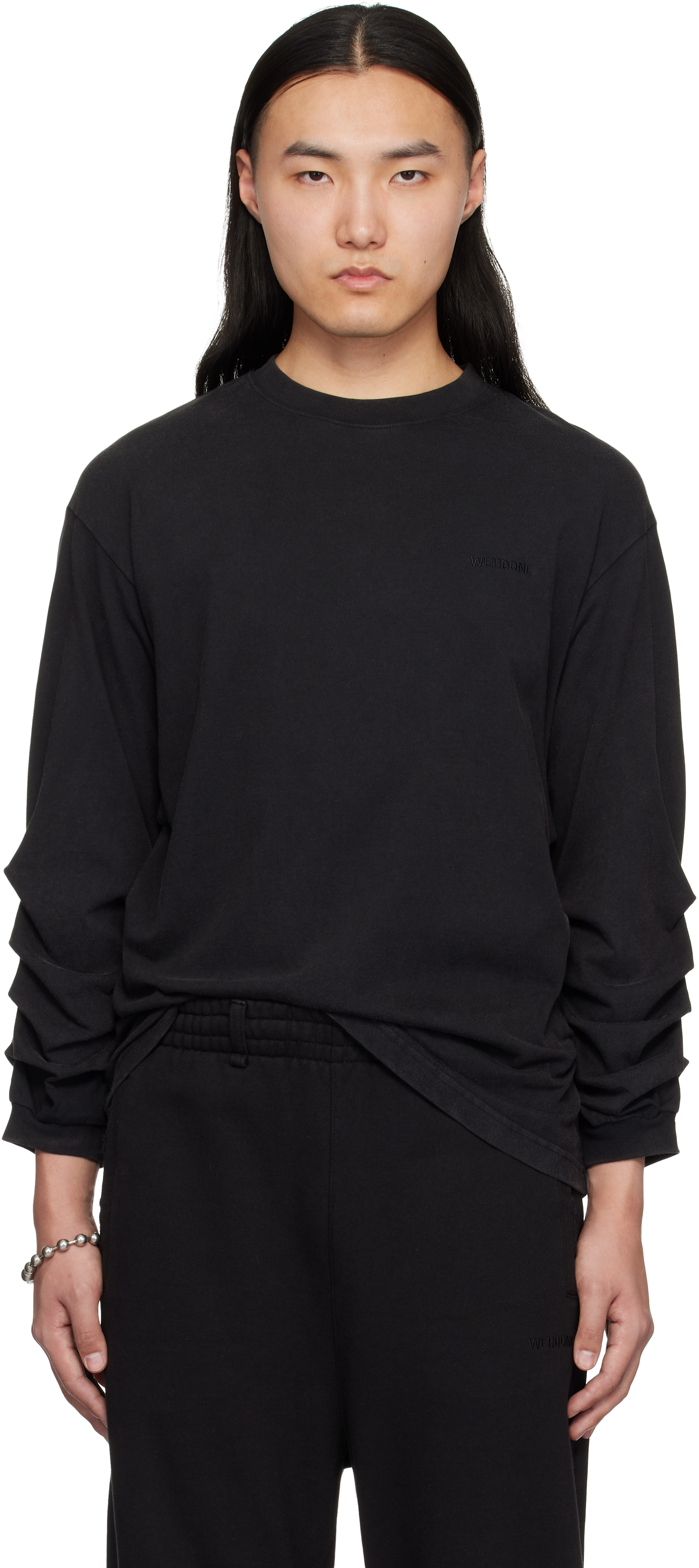 【関税込み】We11done ブラック Wrinkle Tシャツ We11doneのブラック Wrinkle Tシャツがセール中