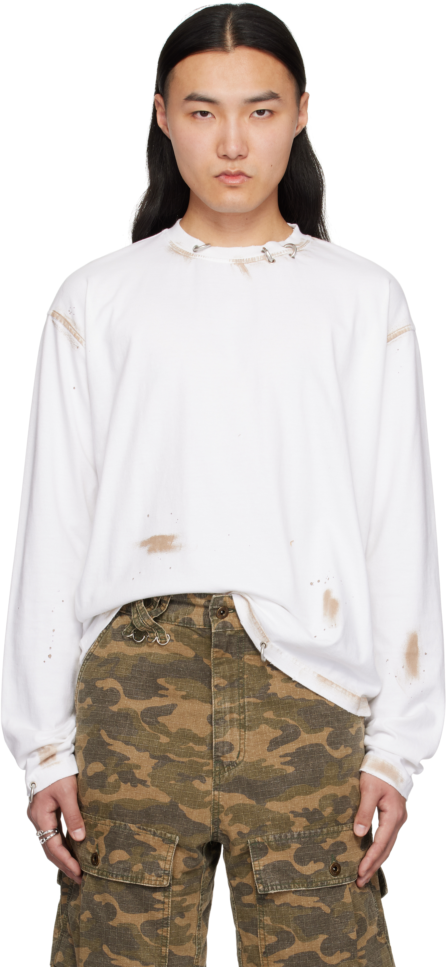 【関税込み】We11done ホワイト Pierced Tシャツ We11doneのホワイト Pierced Tシャツがセール中