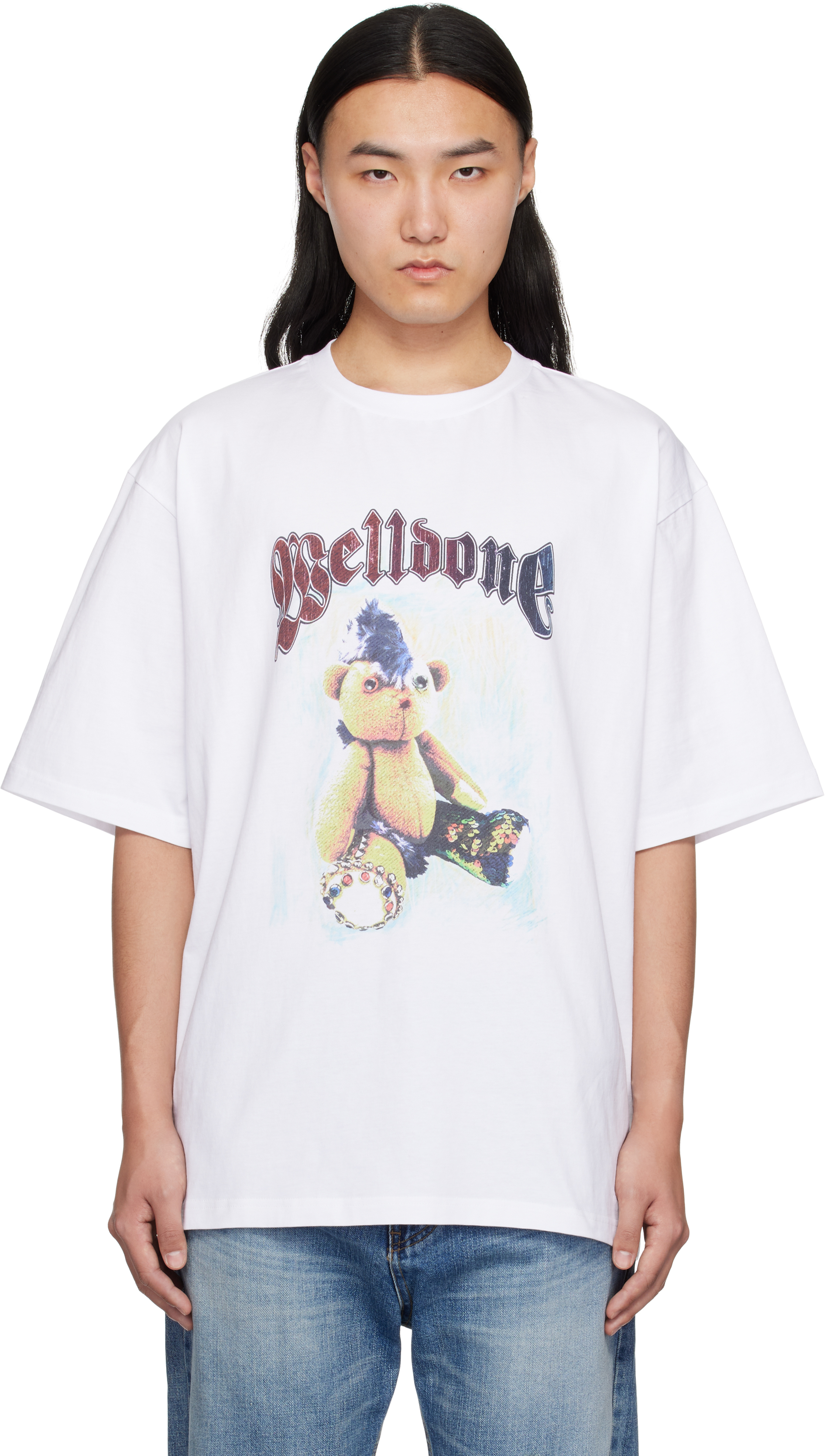 【関税込み】We11done ホワイト Punk Teddy Tシャツ We11done-White-Pearl-Necklace-