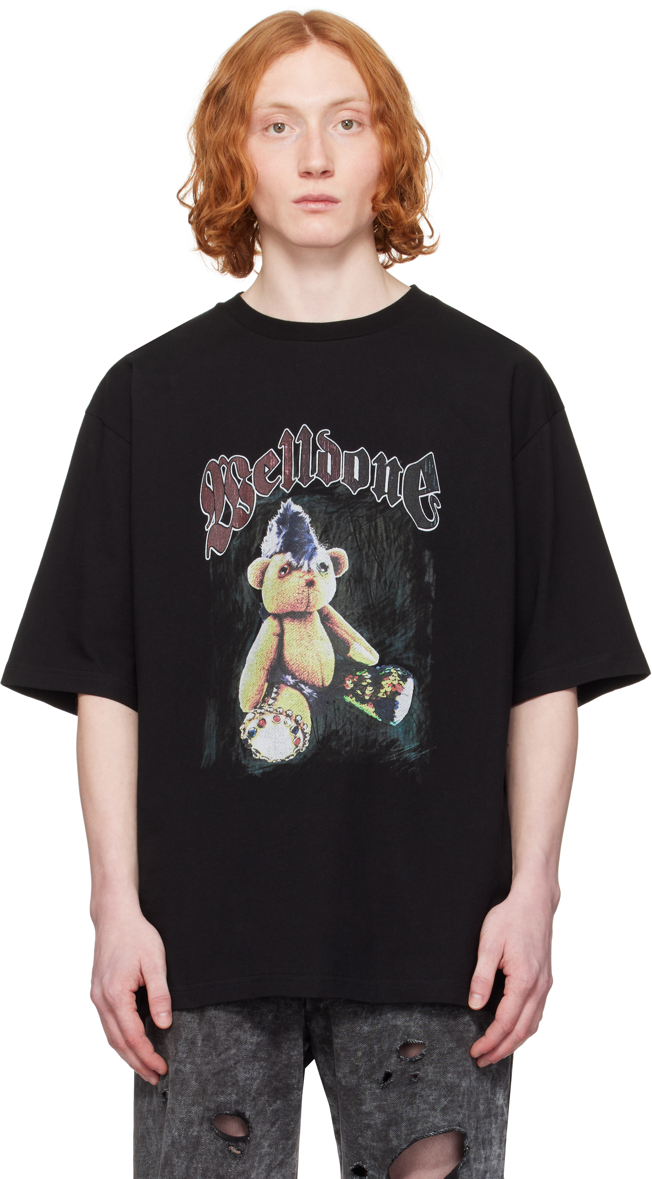 【関税込み】We11done ブラック Teddy Bear Tシャツ We11done Teddy Print Cotton T-Shirt – Dare Fashion 廸亞時裝