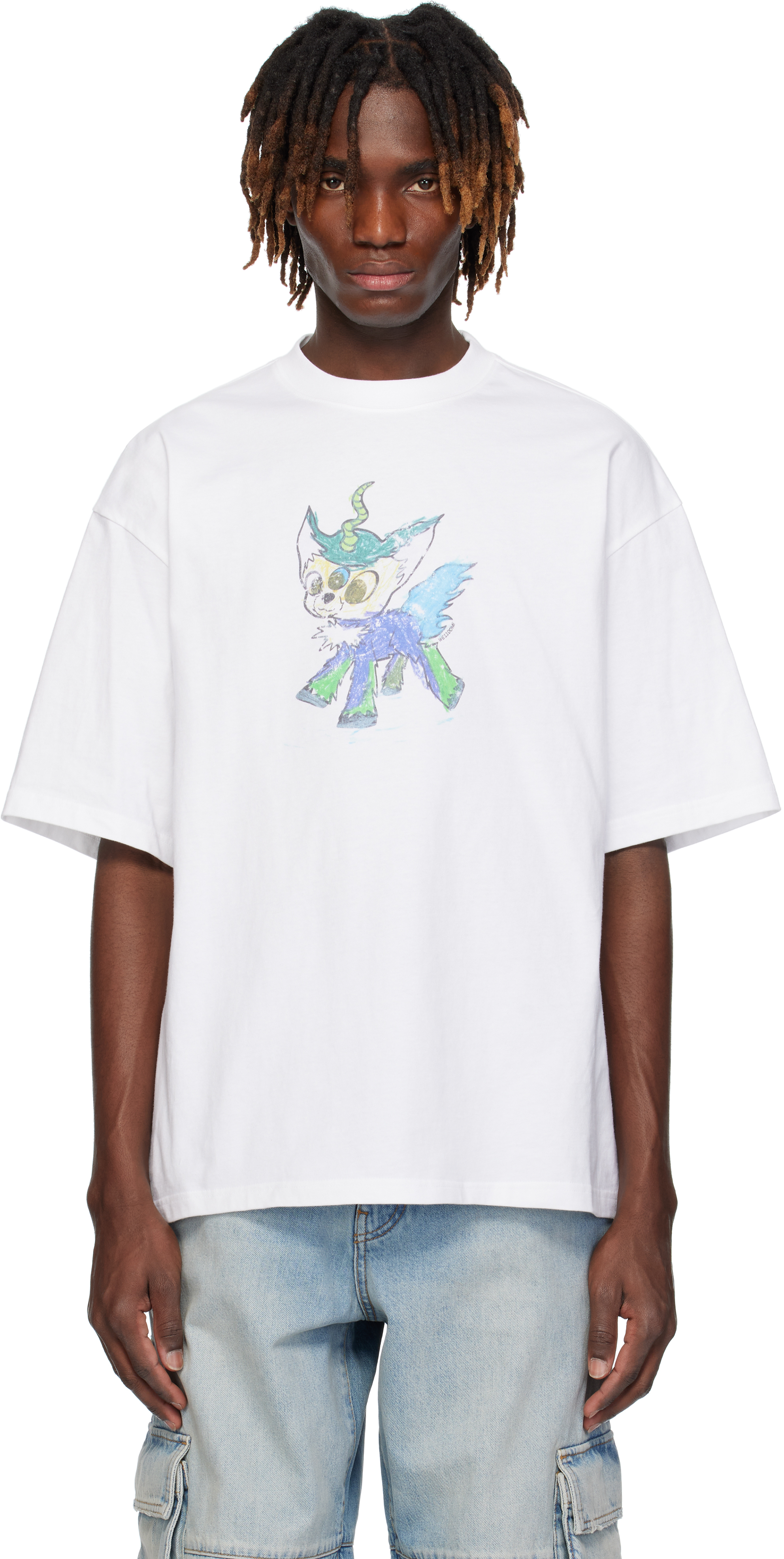 White Monster Drawing T-shirt