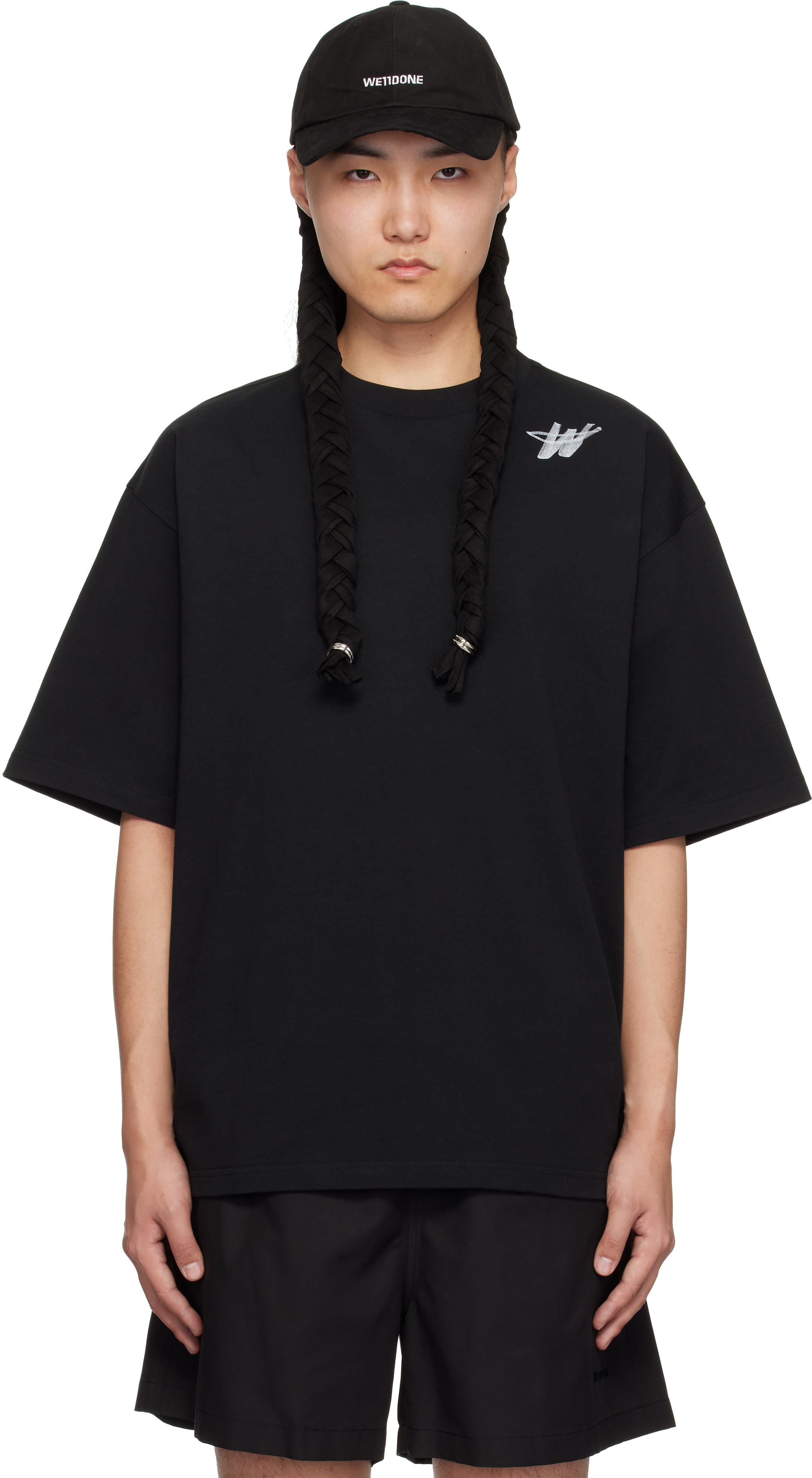 We11done: ブラック WD ロゴ Tシャツ | SSENSE 日本