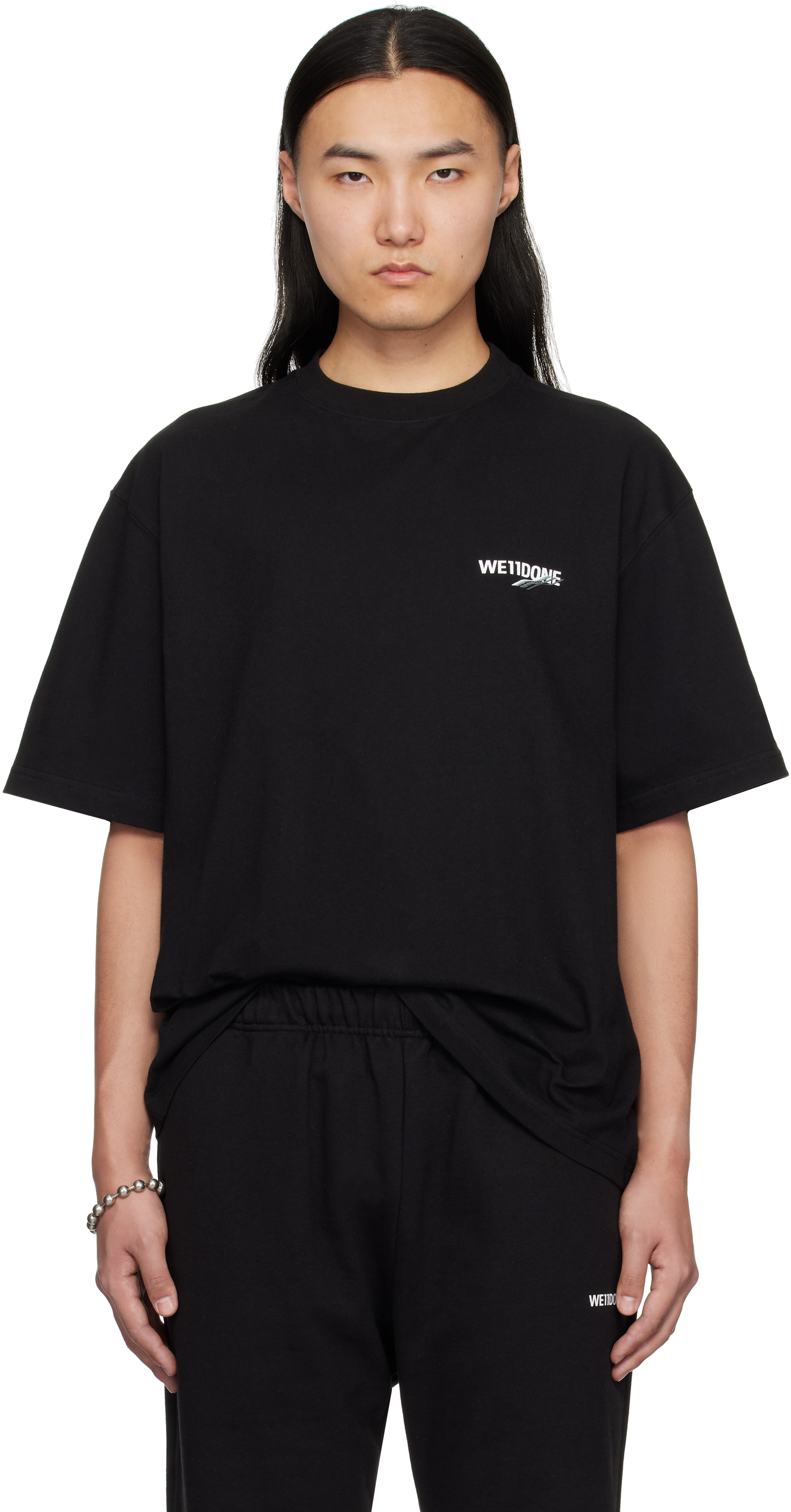 【関税込み】We11done ブラック Wave Logo Tシャツ Black Wave Logo T-shirt by We11done on Sale