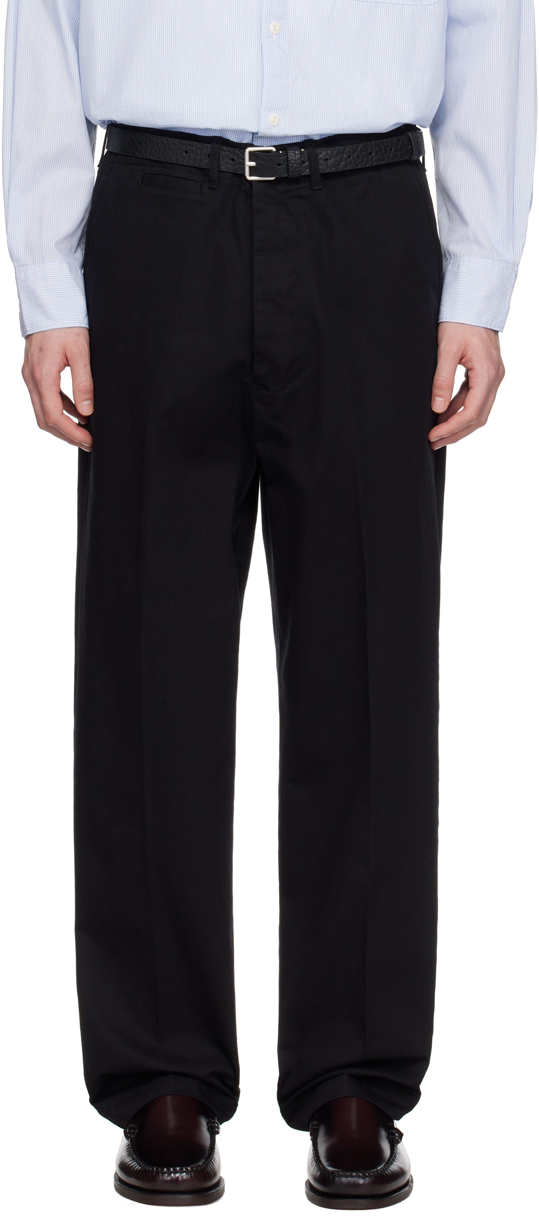 MERZ B SCHWANEN BLACK CHINO01 TROUSERS