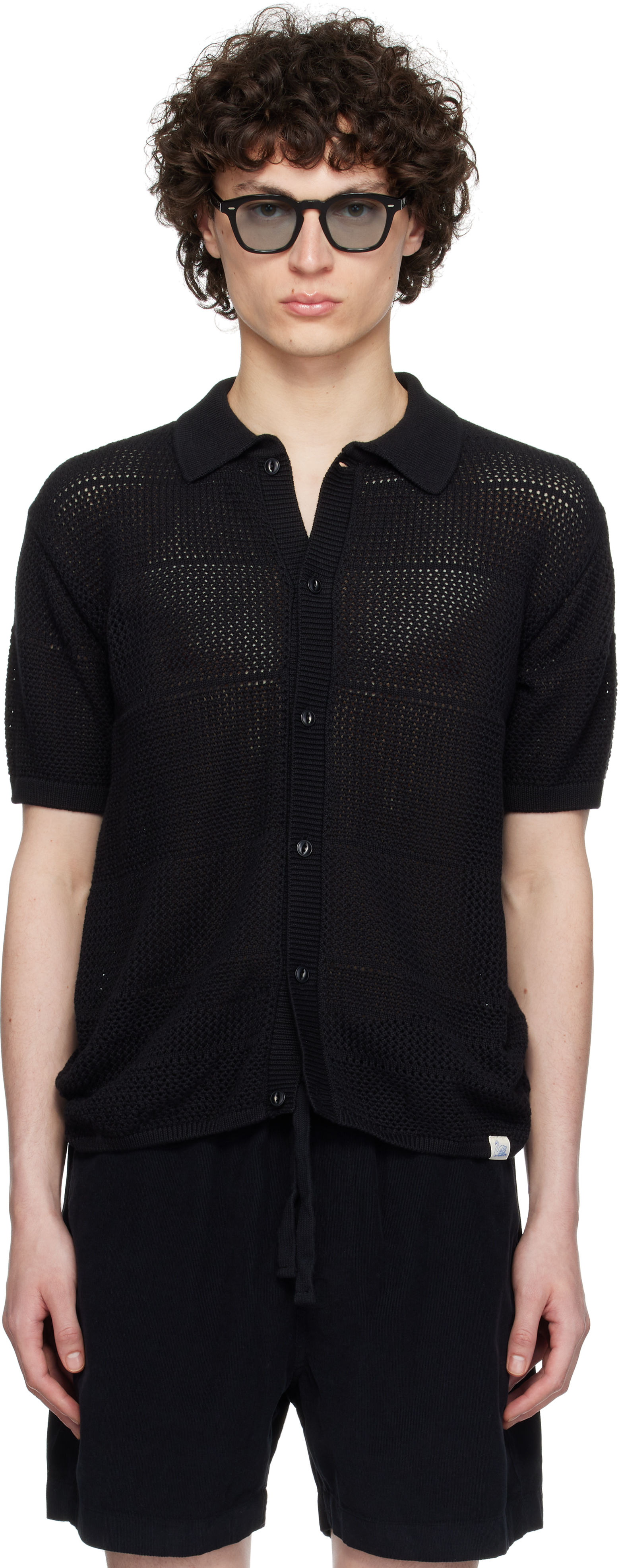 Black KNITSHIRT01 Crochet Shirt