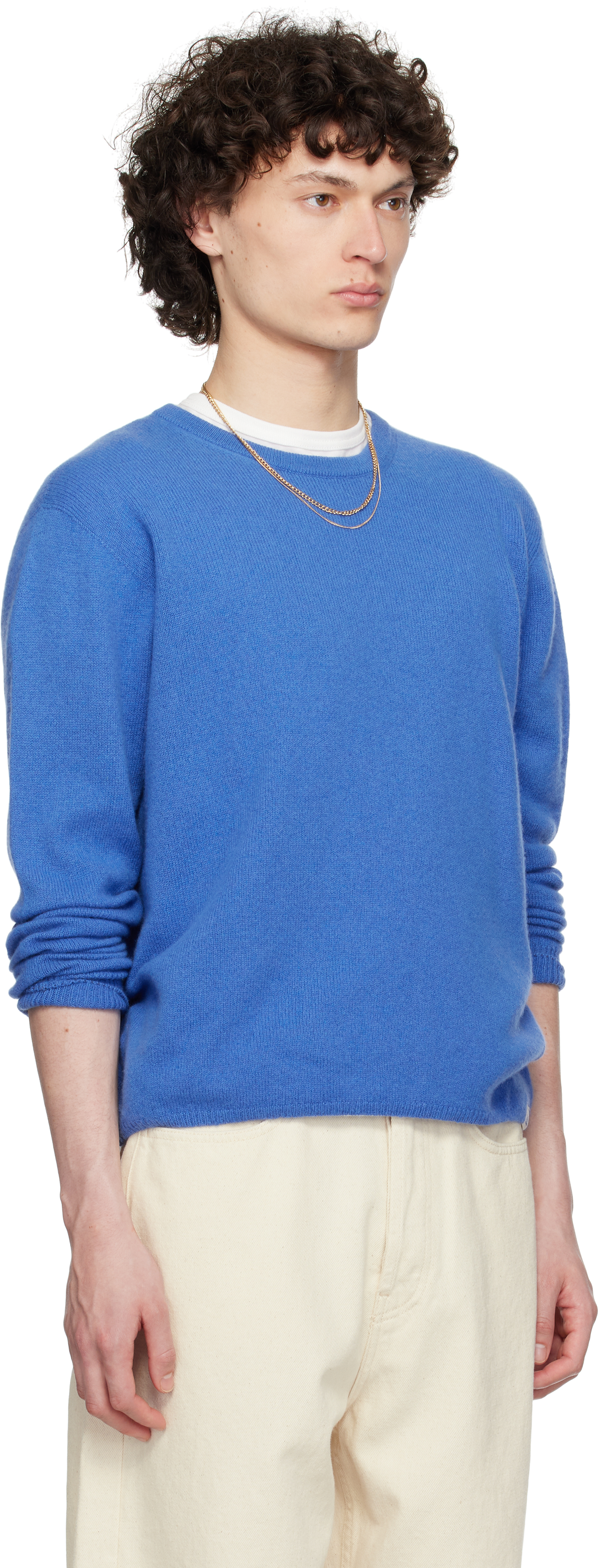 Shop Merz B Schwanen Blue Skcn02 Knitted Longsleeve Sweater In 660 Washed Blue