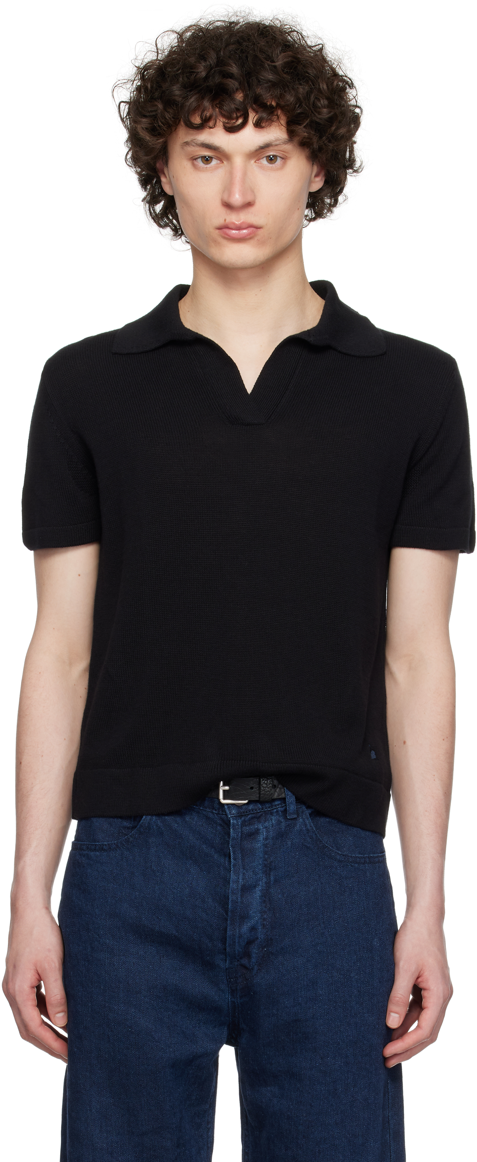 MERZ B SCHWANEN BLACK WVSL01 KNITTED POLO
