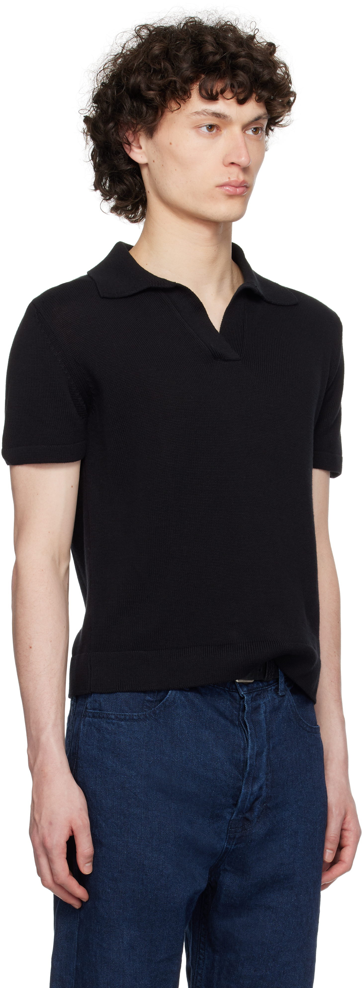 MERZ B SCHWANEN BLACK WVSL01 KNITTED POLO