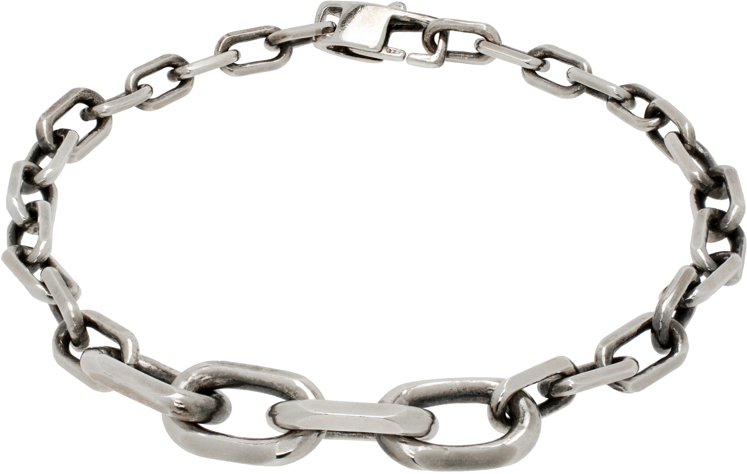 Silver Descending Elongated Cable Link Bracelet