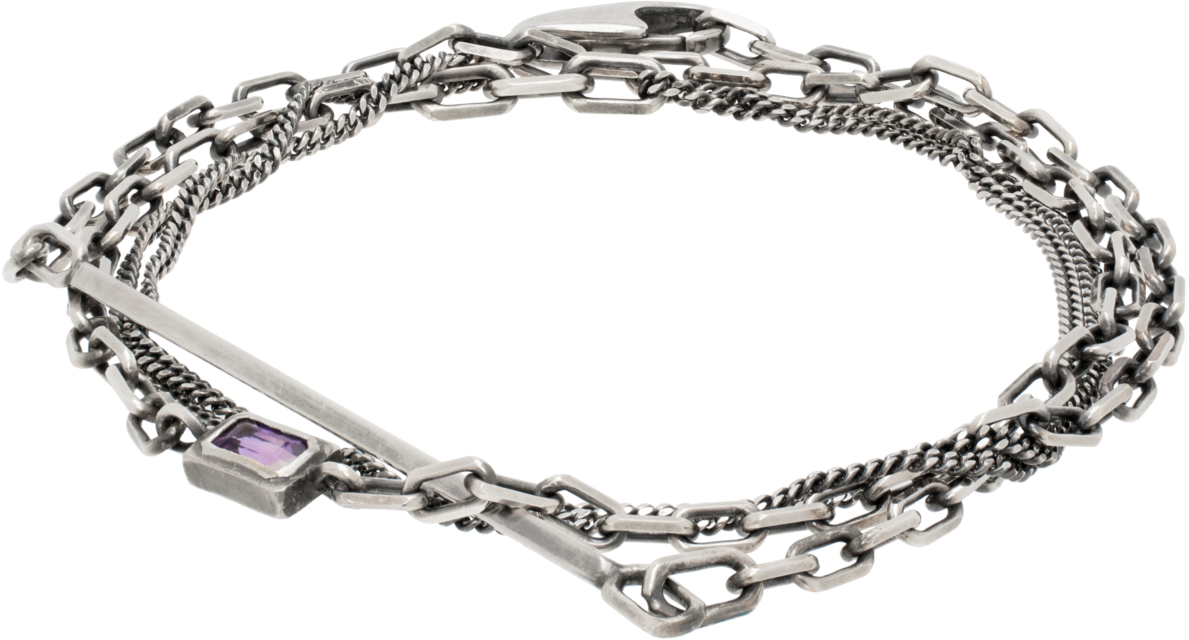 Silver Amethyst Multi Wrap Bracelet