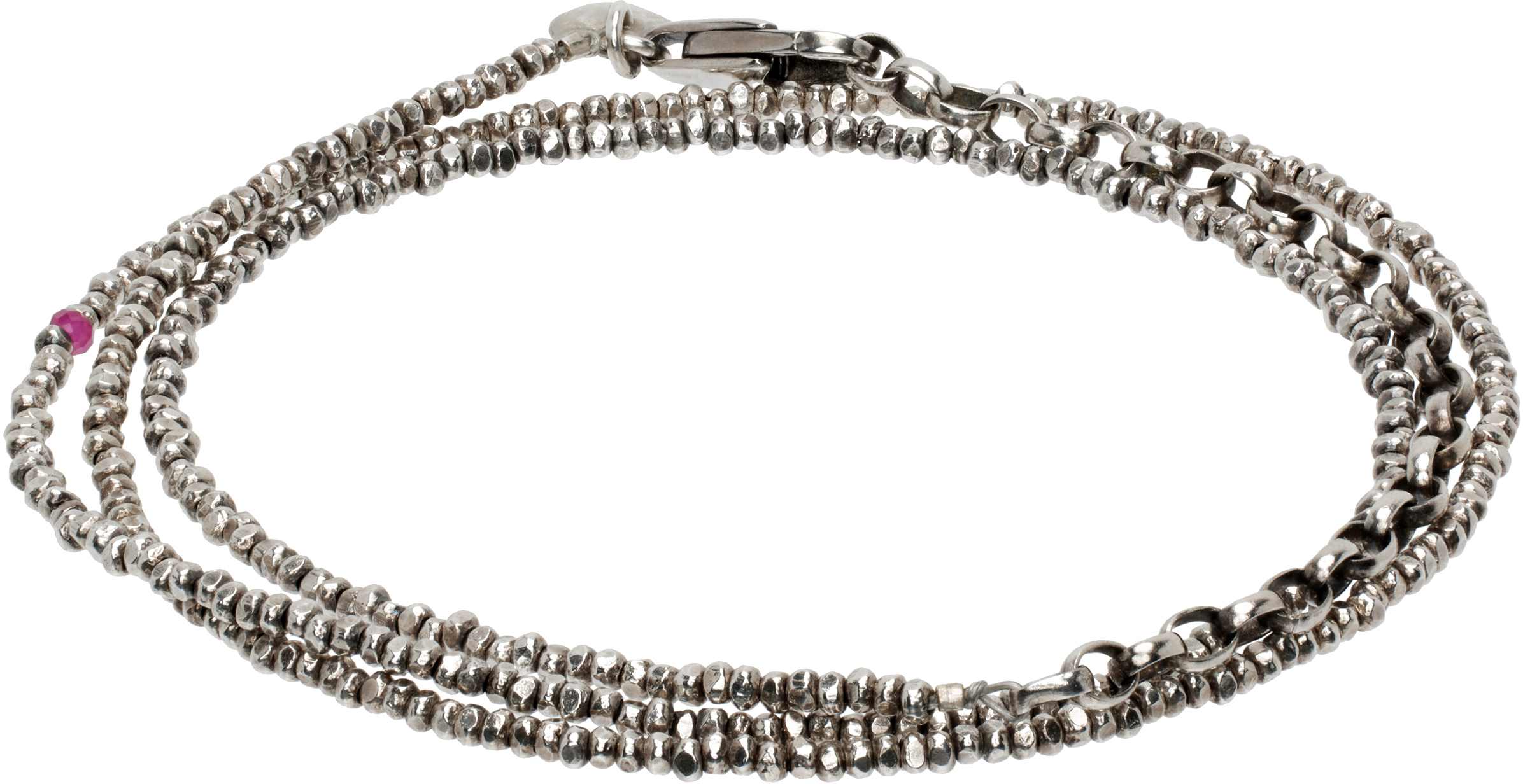 Silver Beaded Chips Multi Wrap Bracelet