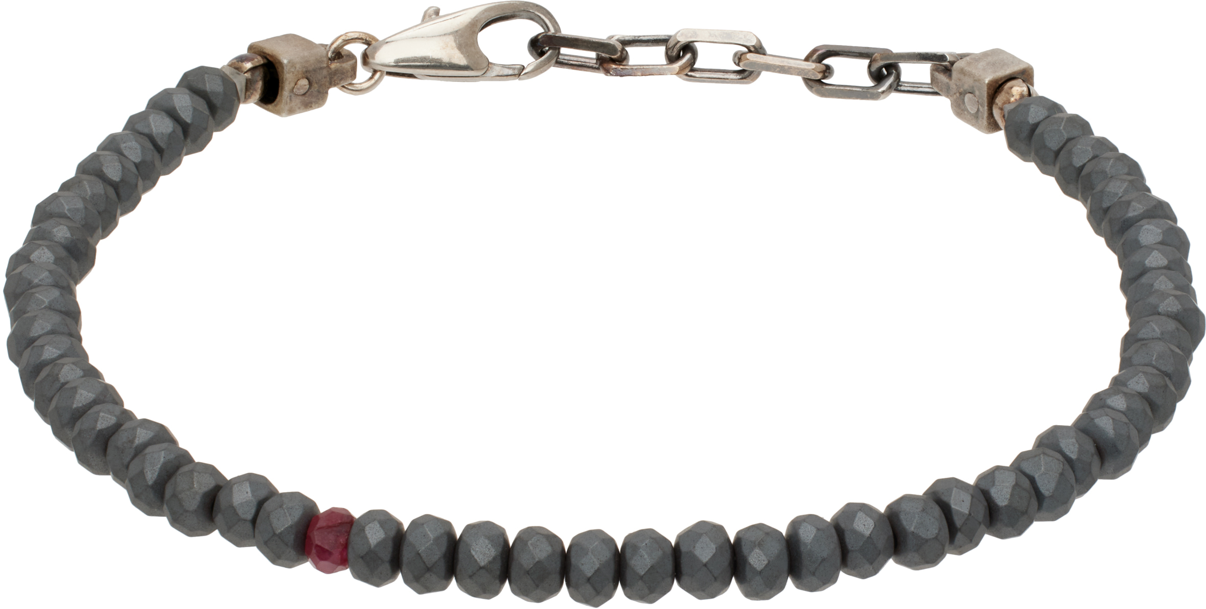 Gray Beaded Hematite Stone Bracelet