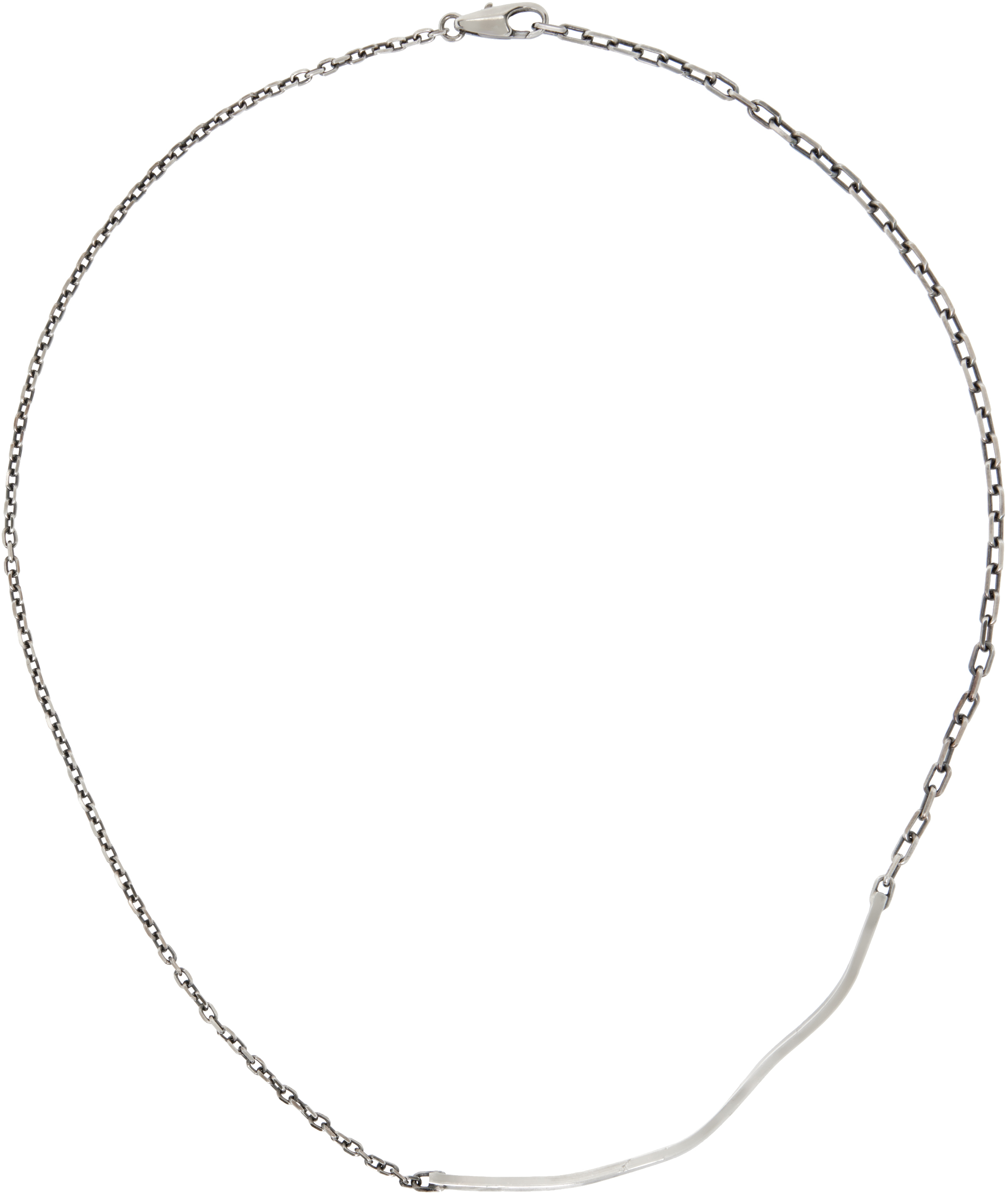 Silver Mixed Chain Beaten Bar Choker