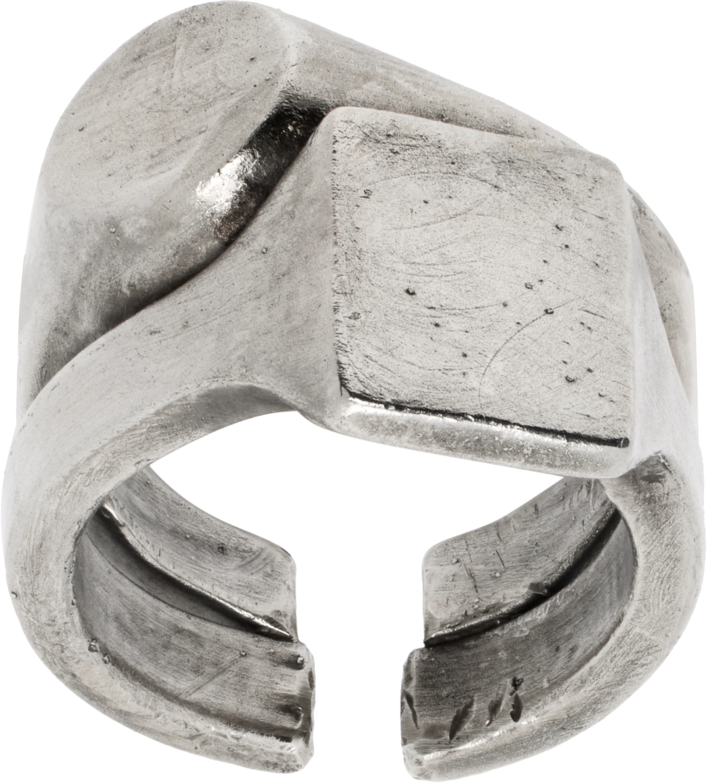 Silver Double Stacked Large Signet Ring