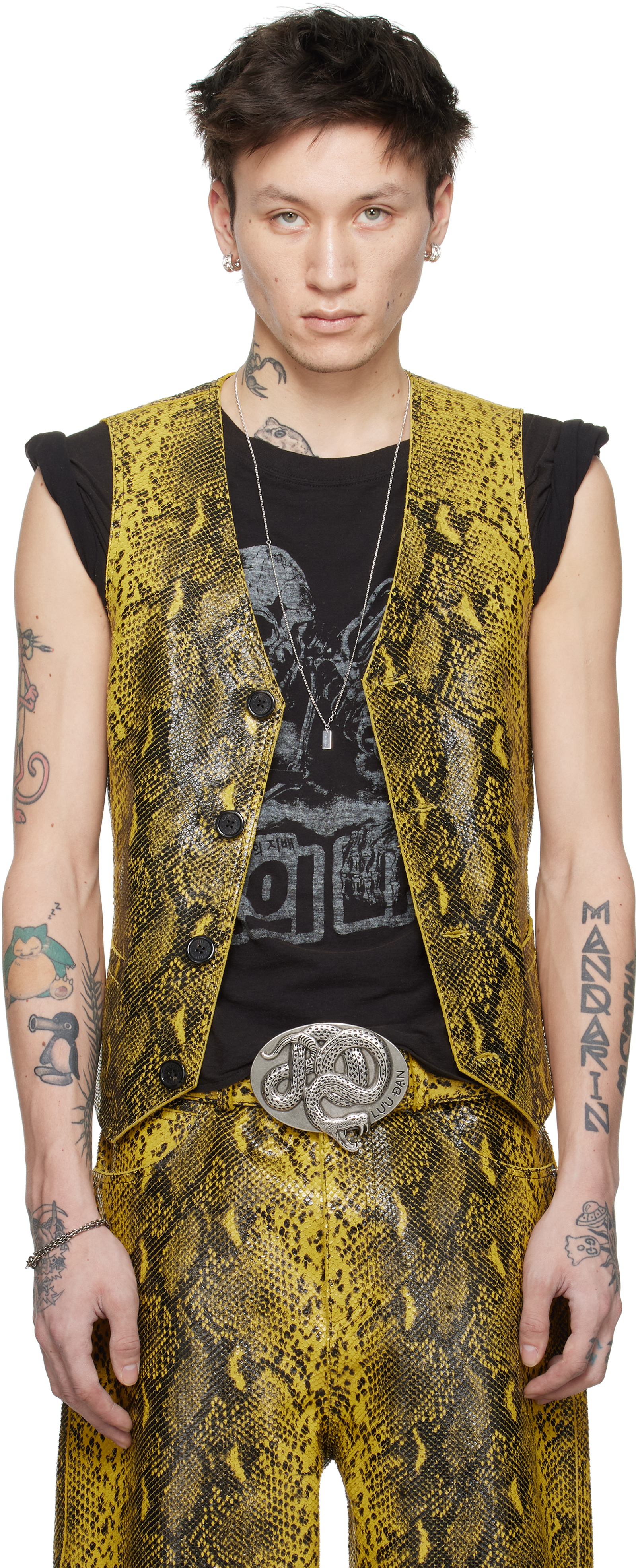 Black 
Yellow 
Year of the Snake
 Embossed Leather Vest