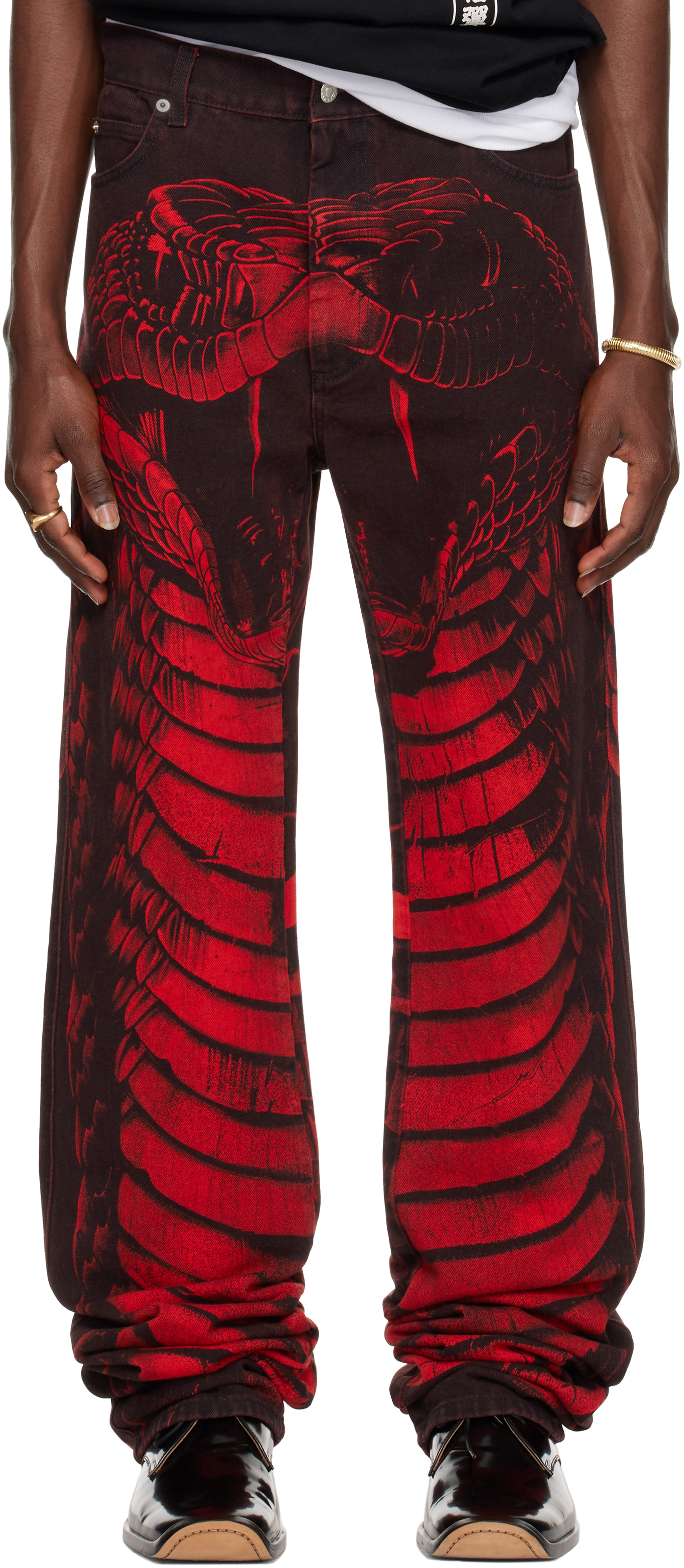 Red 
Black 
Year of the Snake
 Stacked Straight Leg Jeans