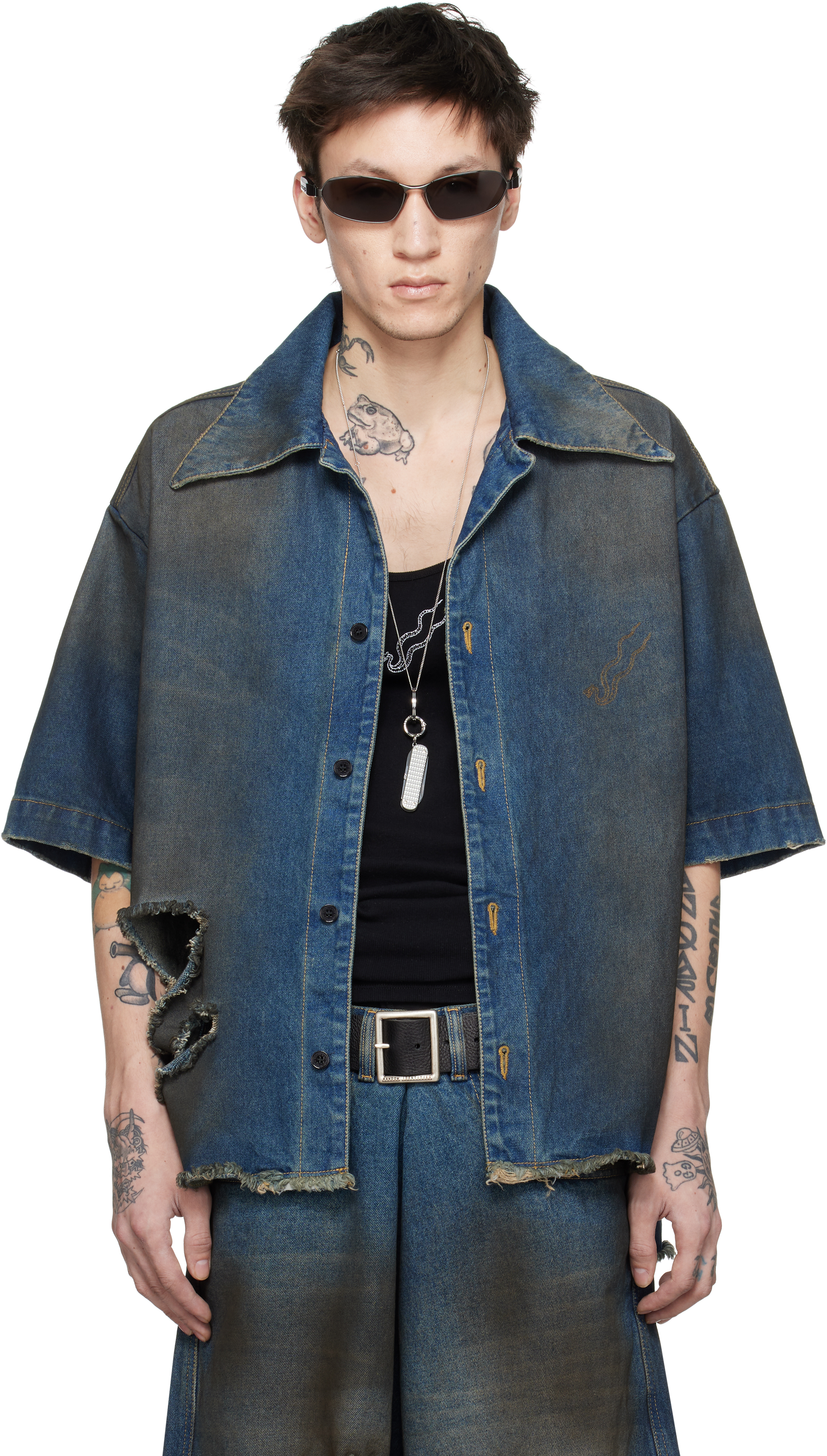 Blue Boxy Denim Shirt