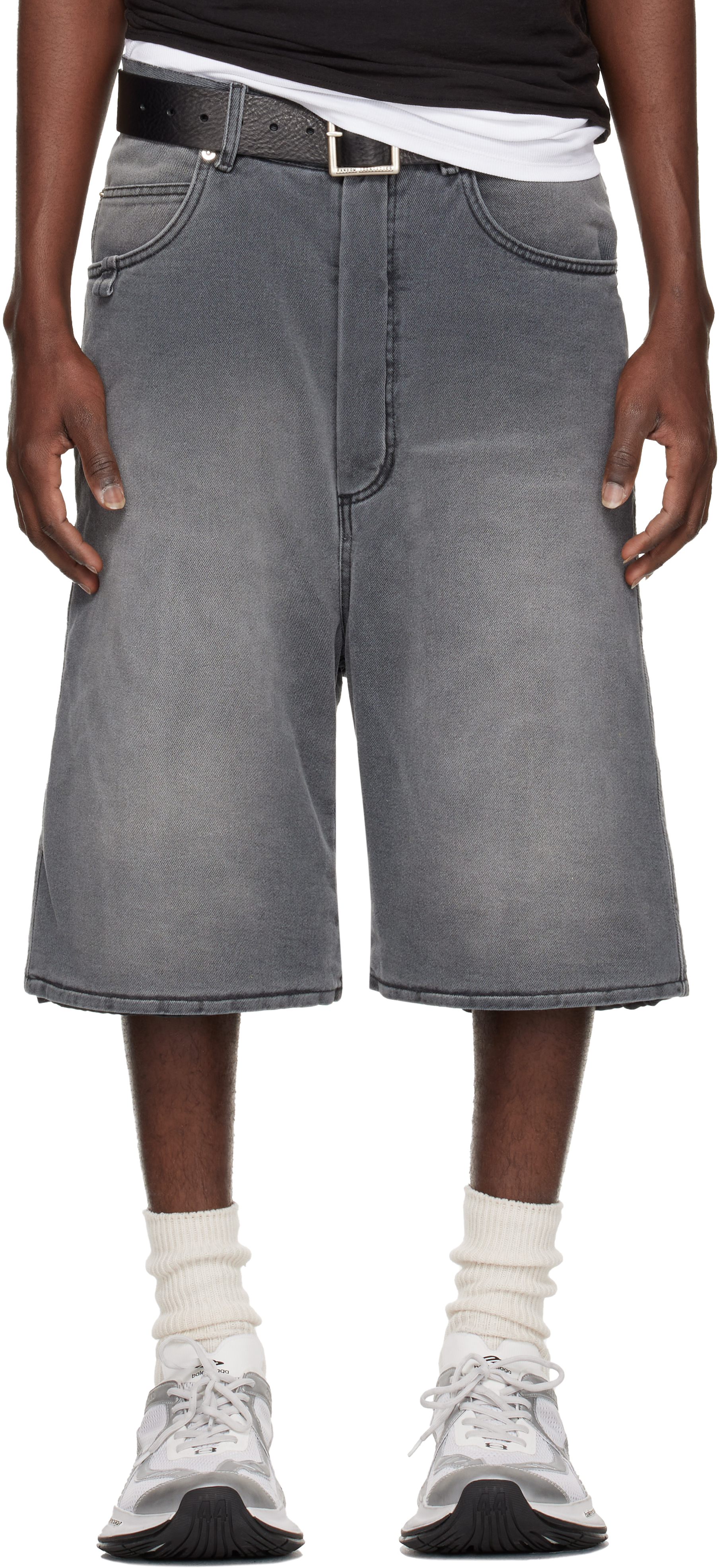 Gray Stack Denim Shorts