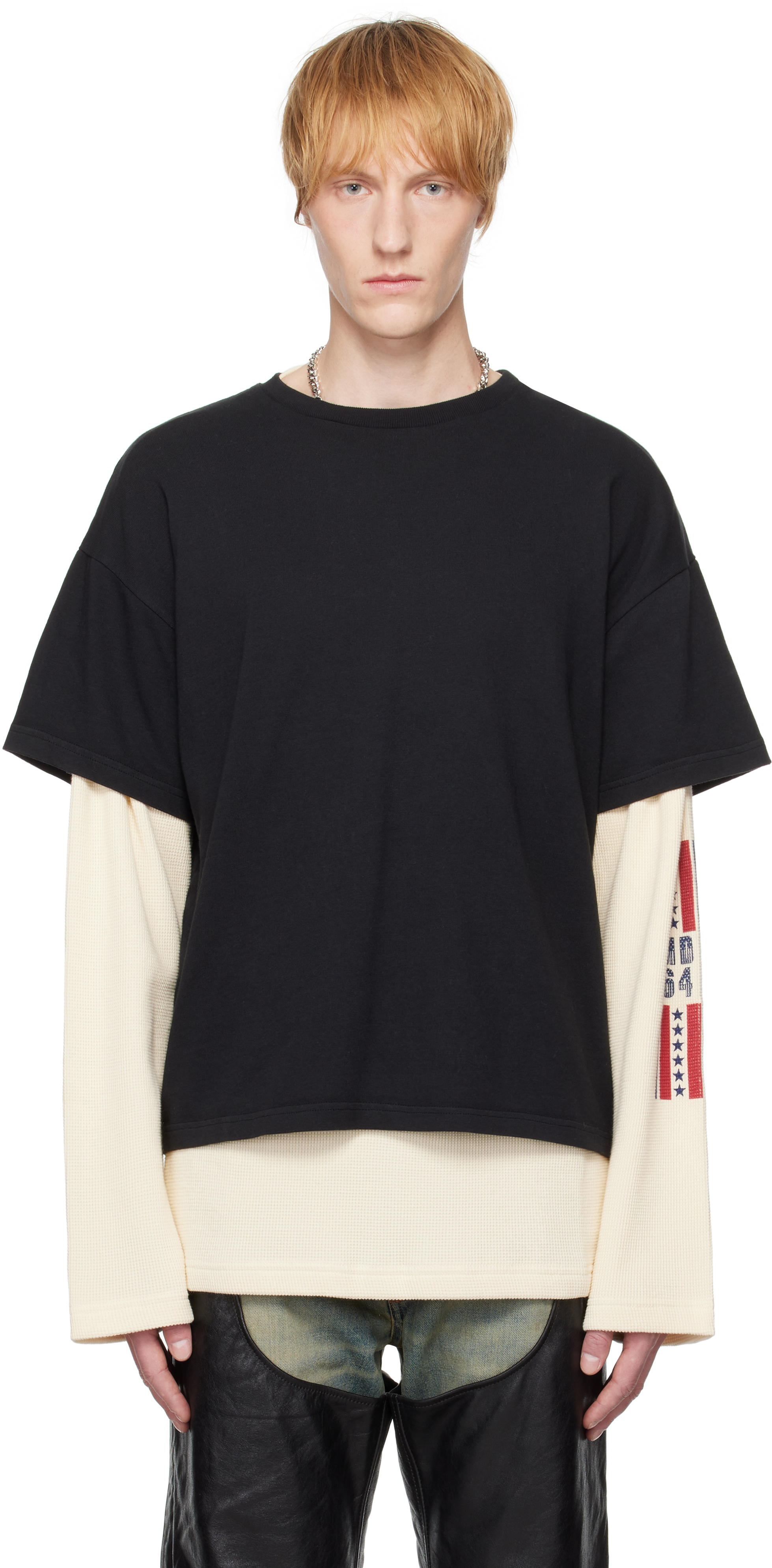 Black & Beige Murica Thermal T-shirt